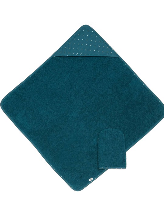 Hooded Towel & Mitt - Teal image number 1