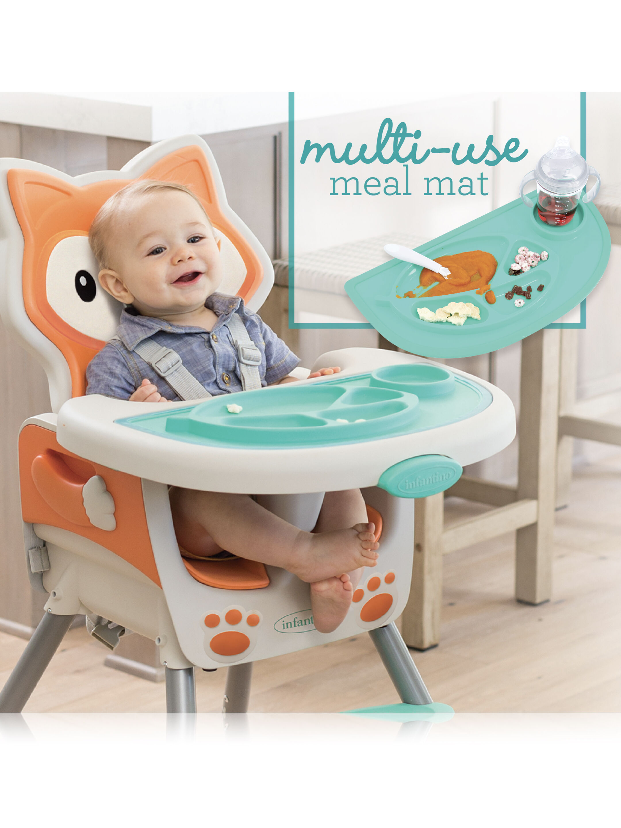 Infantino Grow-With-Me 4-In-1 Convertible Height Chair - Orange Fox image number 7