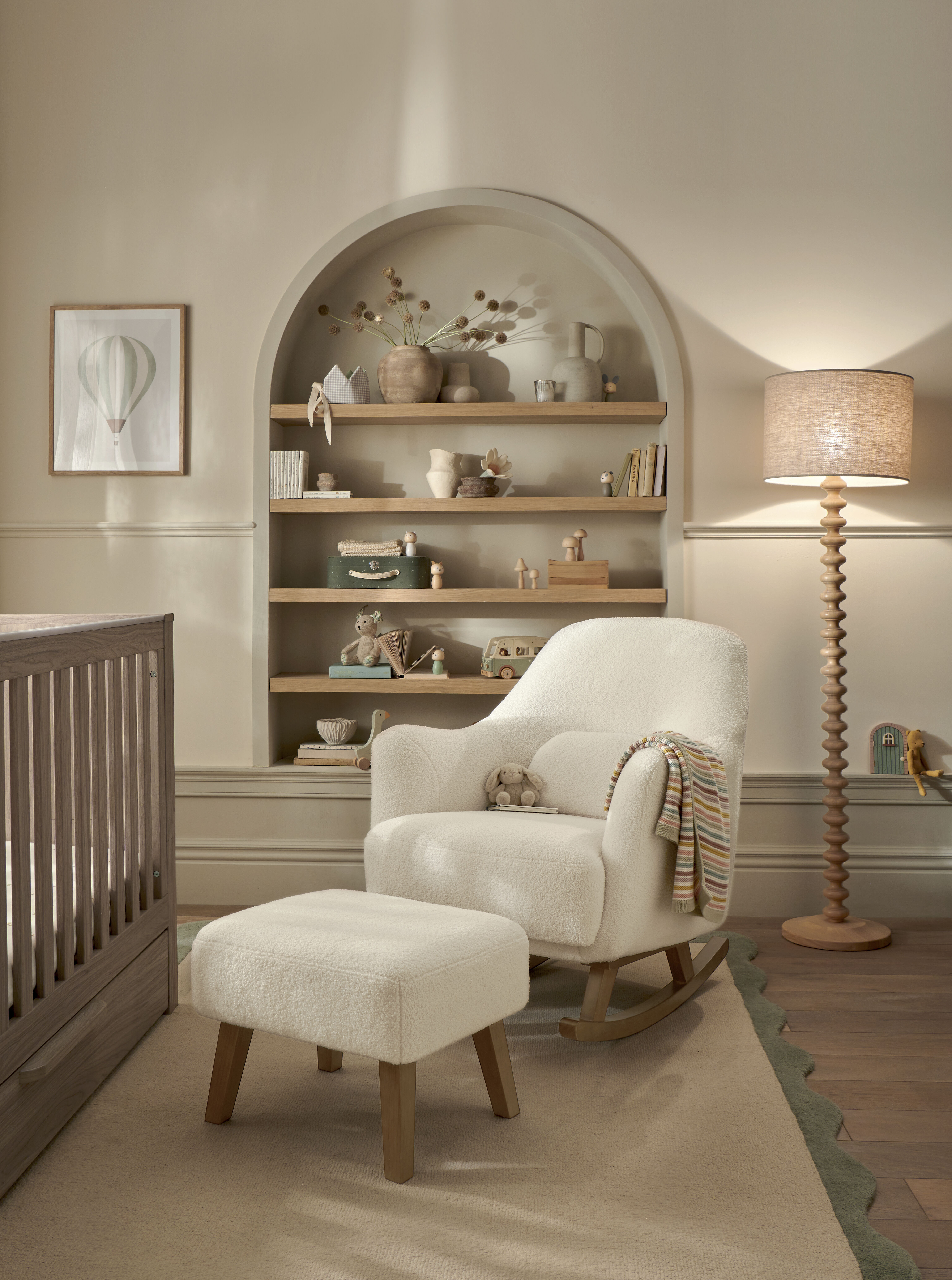 Penrose Nursing Chair & Stool - Off White Boucle image number 1
