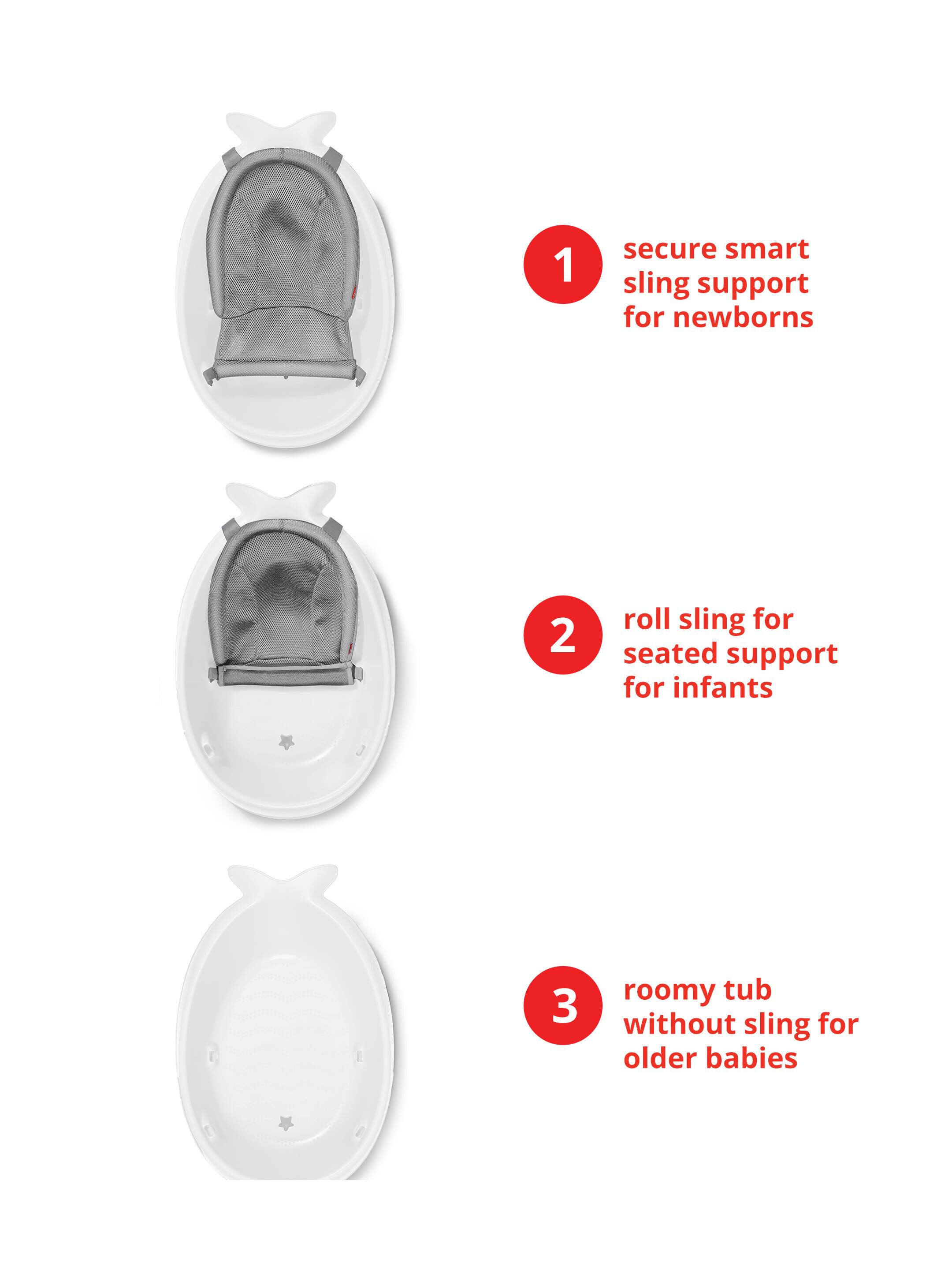Skip Hop Moby Smart Sling 3-Stage Baby Bath Tub &mdash; White image number 6