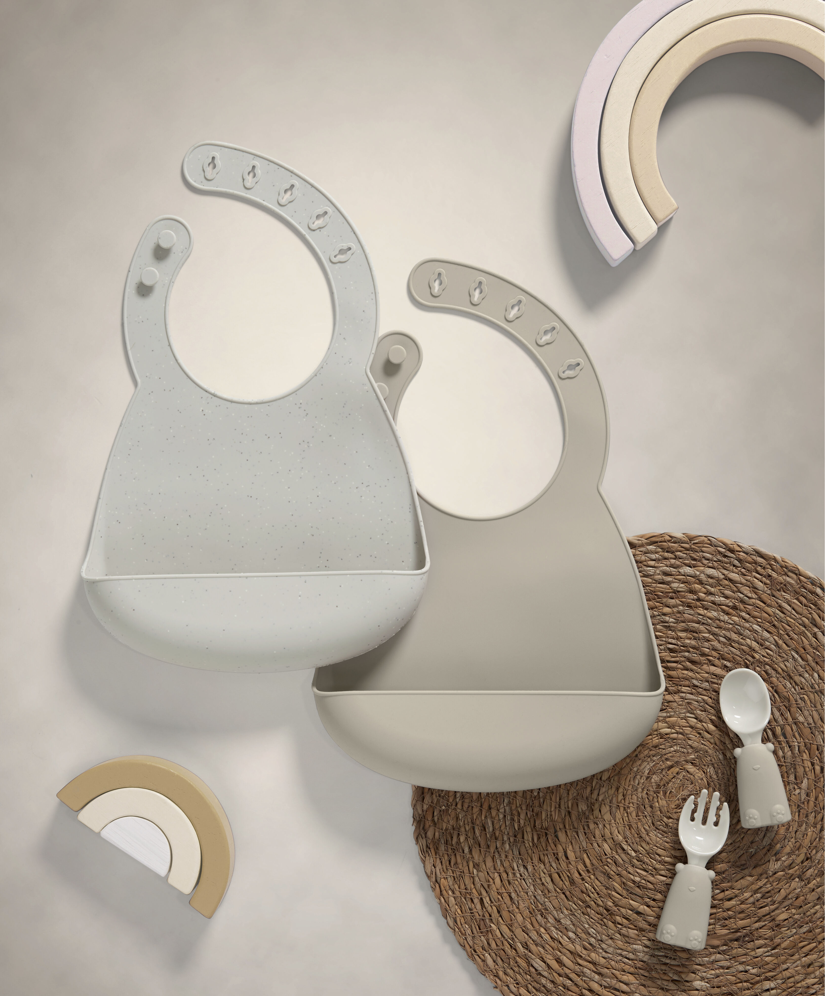 Silicone Bibs (Pack of 2) - Neutral Speckle