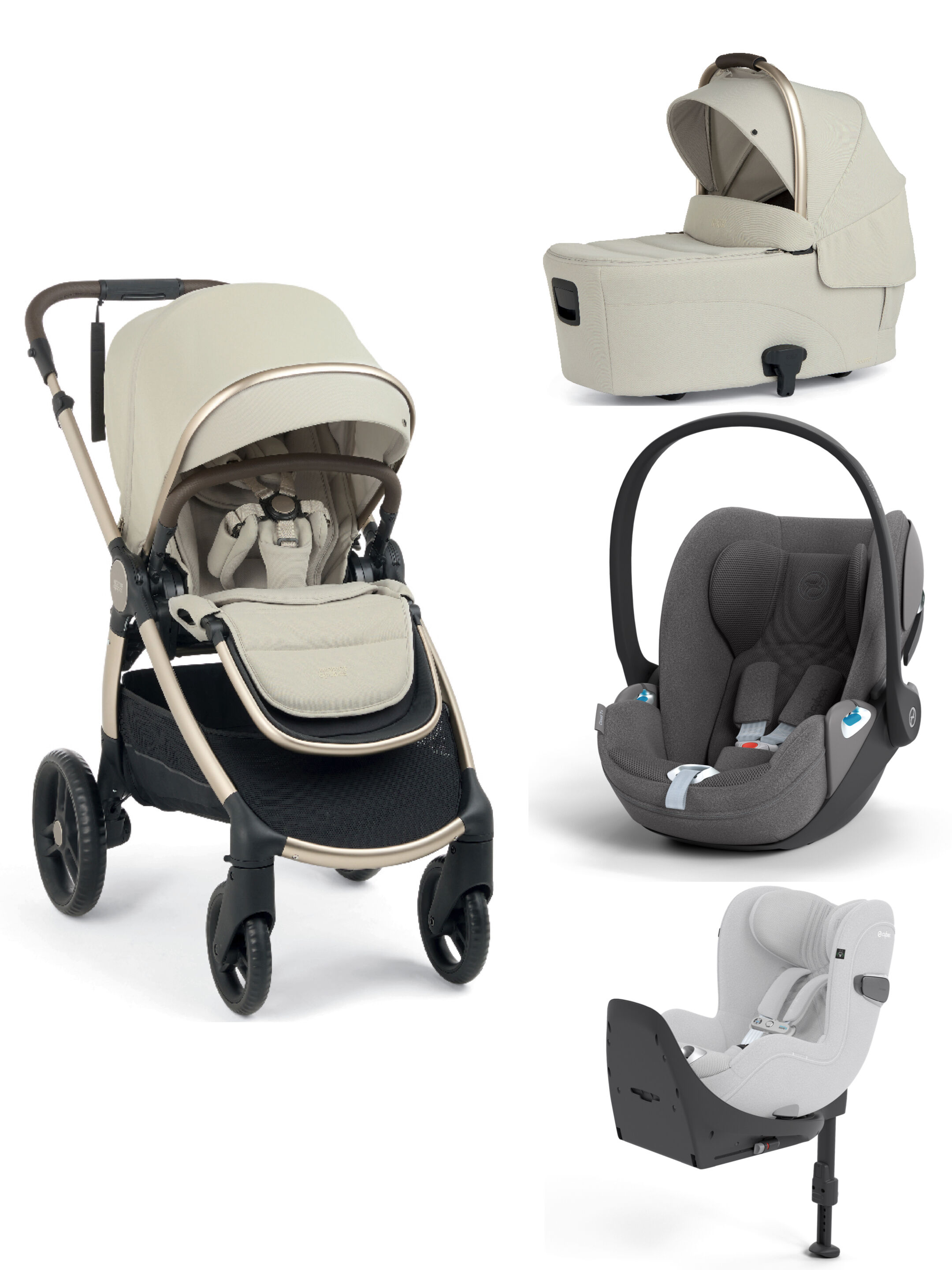 Ocarro 2 Pushchair and Carrycot Bundle with Cybex Cloud T i-Size Plus Car Seat and Base (4 Pieces) - Shell image number 1