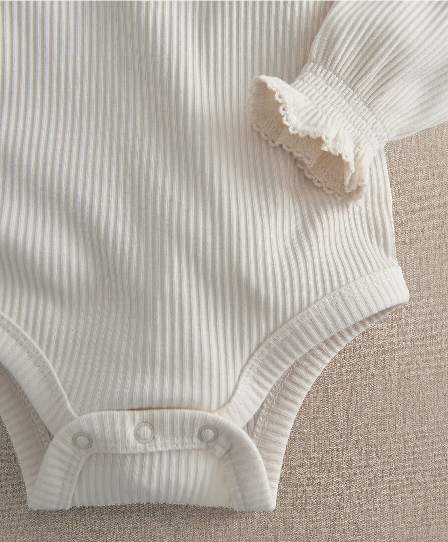 Cream Picot Trim Bodysuit image number 3