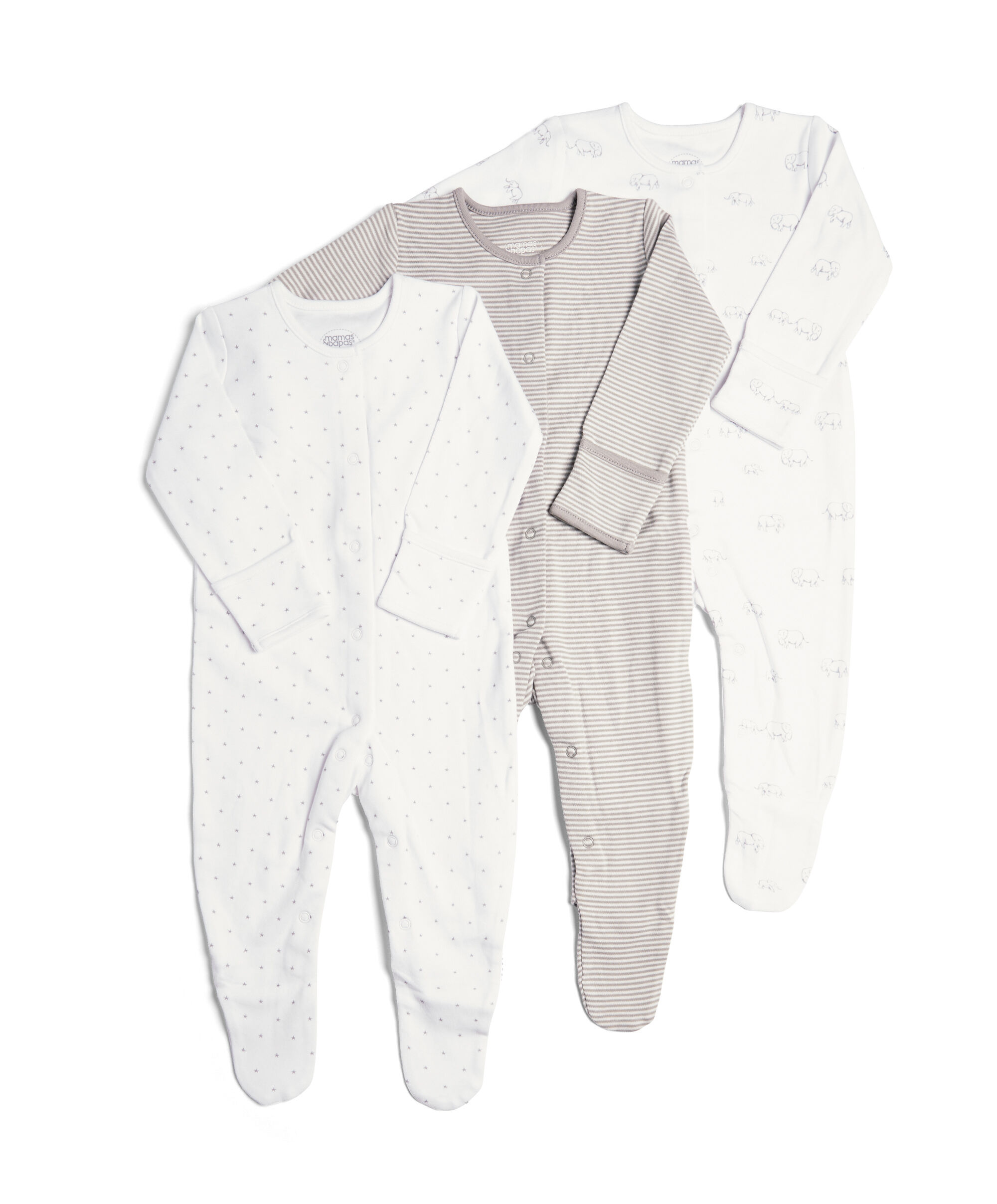 Elephant Sleepsuits 3 Pack