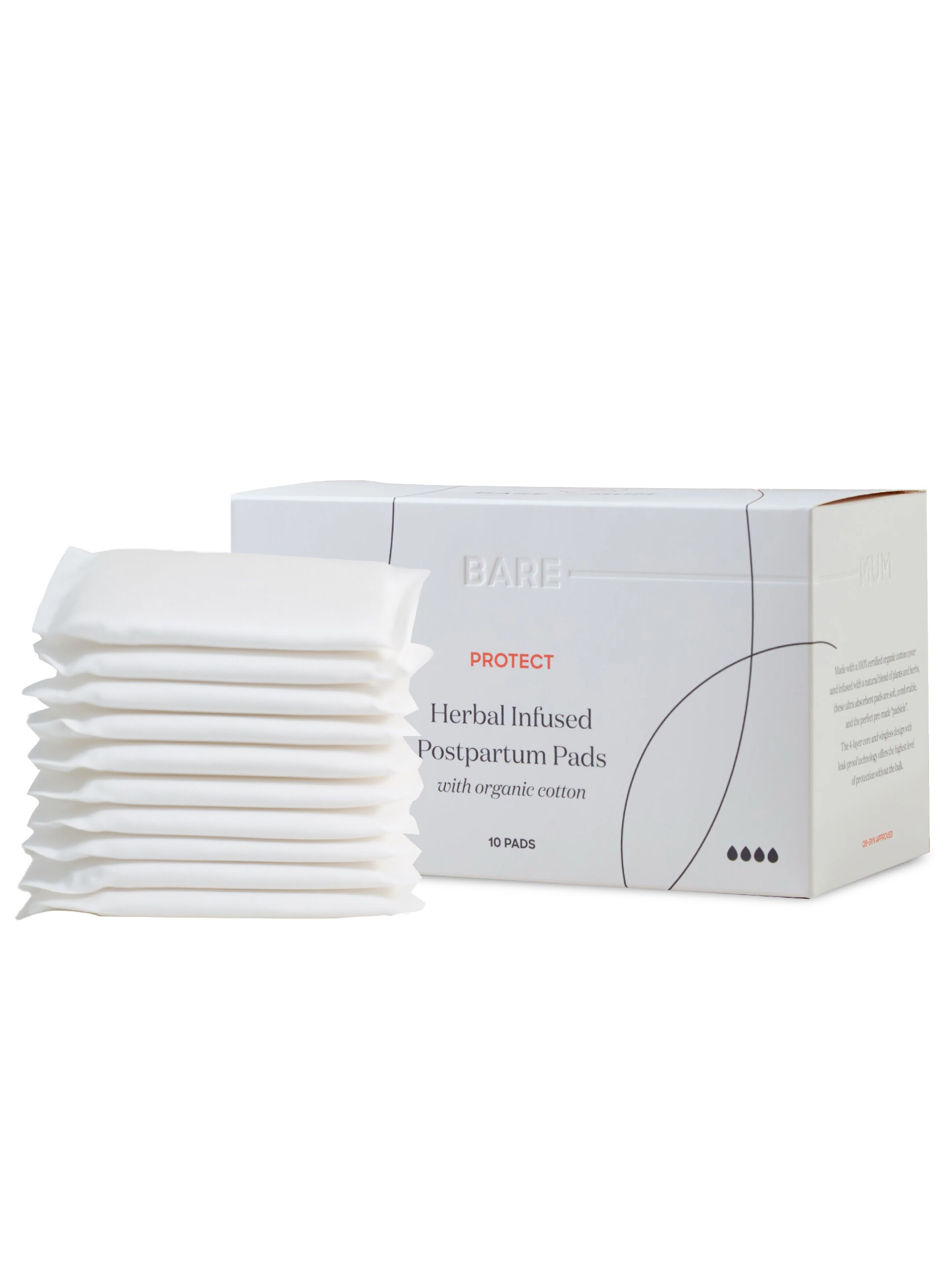 Bare Mum Herbal Infused Postpartum Pads - Pack of 10 image number 1