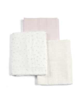 Welcome to the World Floral Muslin Squares (Pack of 3) - Floral & Pink
