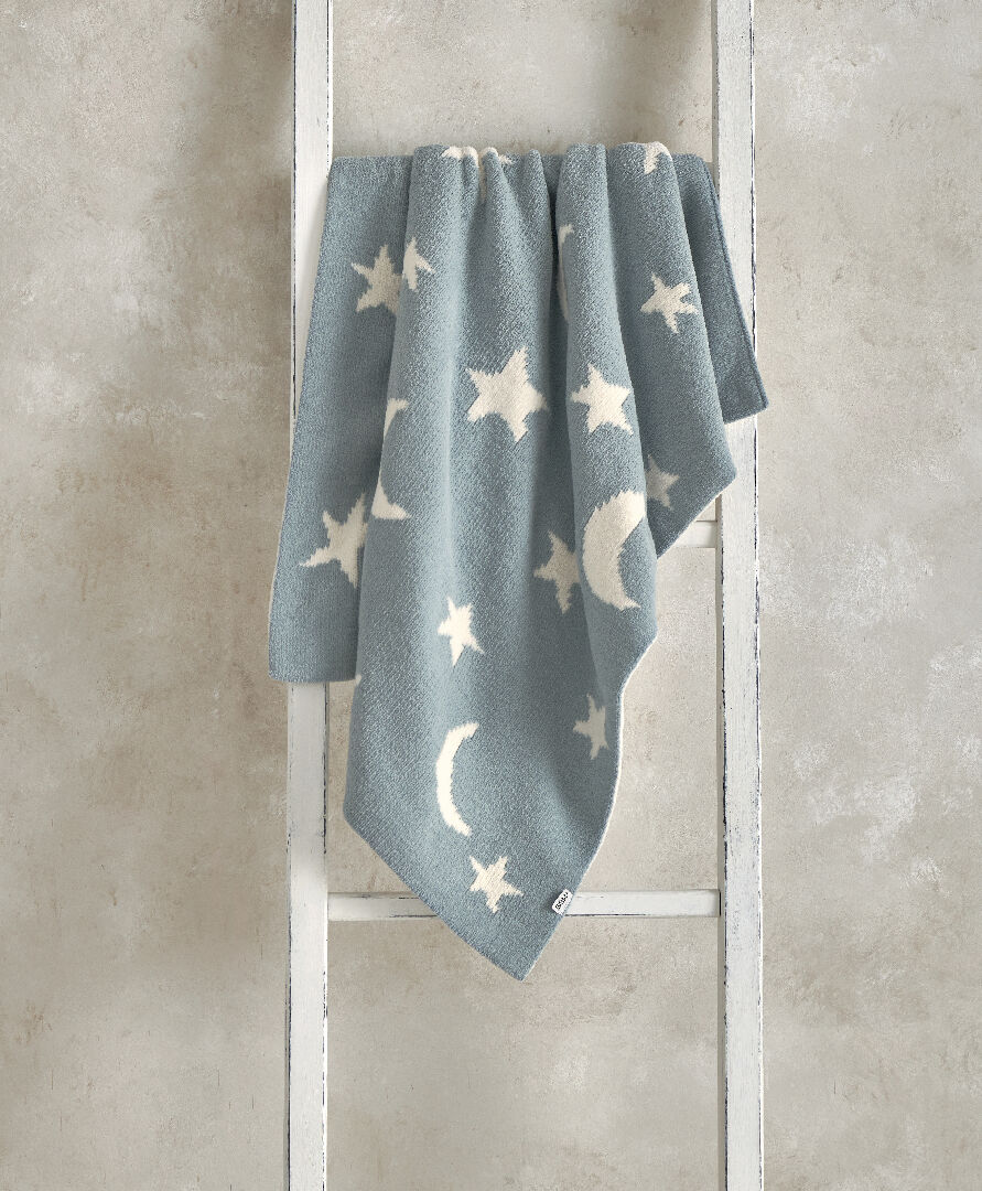 Chenille Blanket - Blue Moon/Star