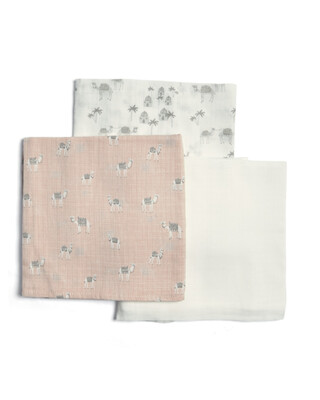 Large Camel Muslin Squares - Pink Pack of 3