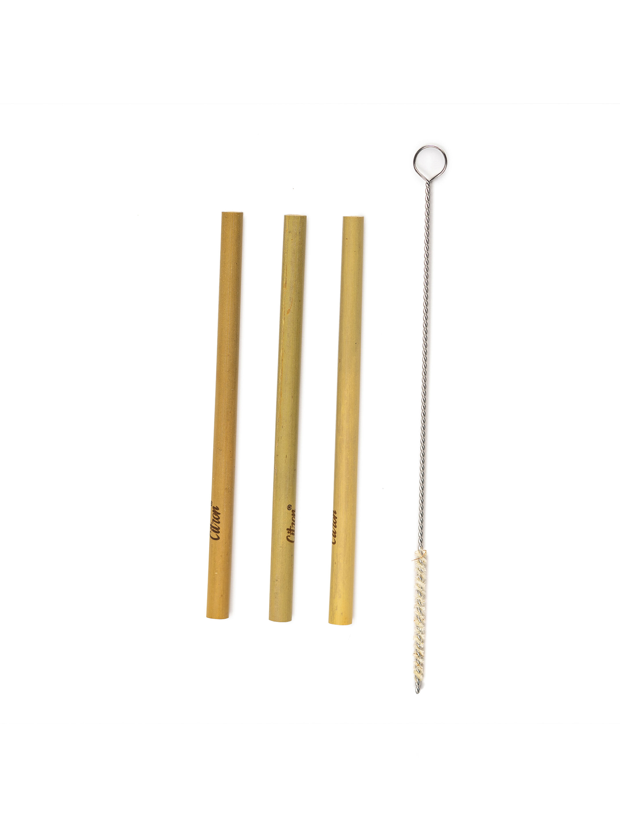 Citron Organic Bamboo Set of 3 Straws + Brush - Natural image number 2