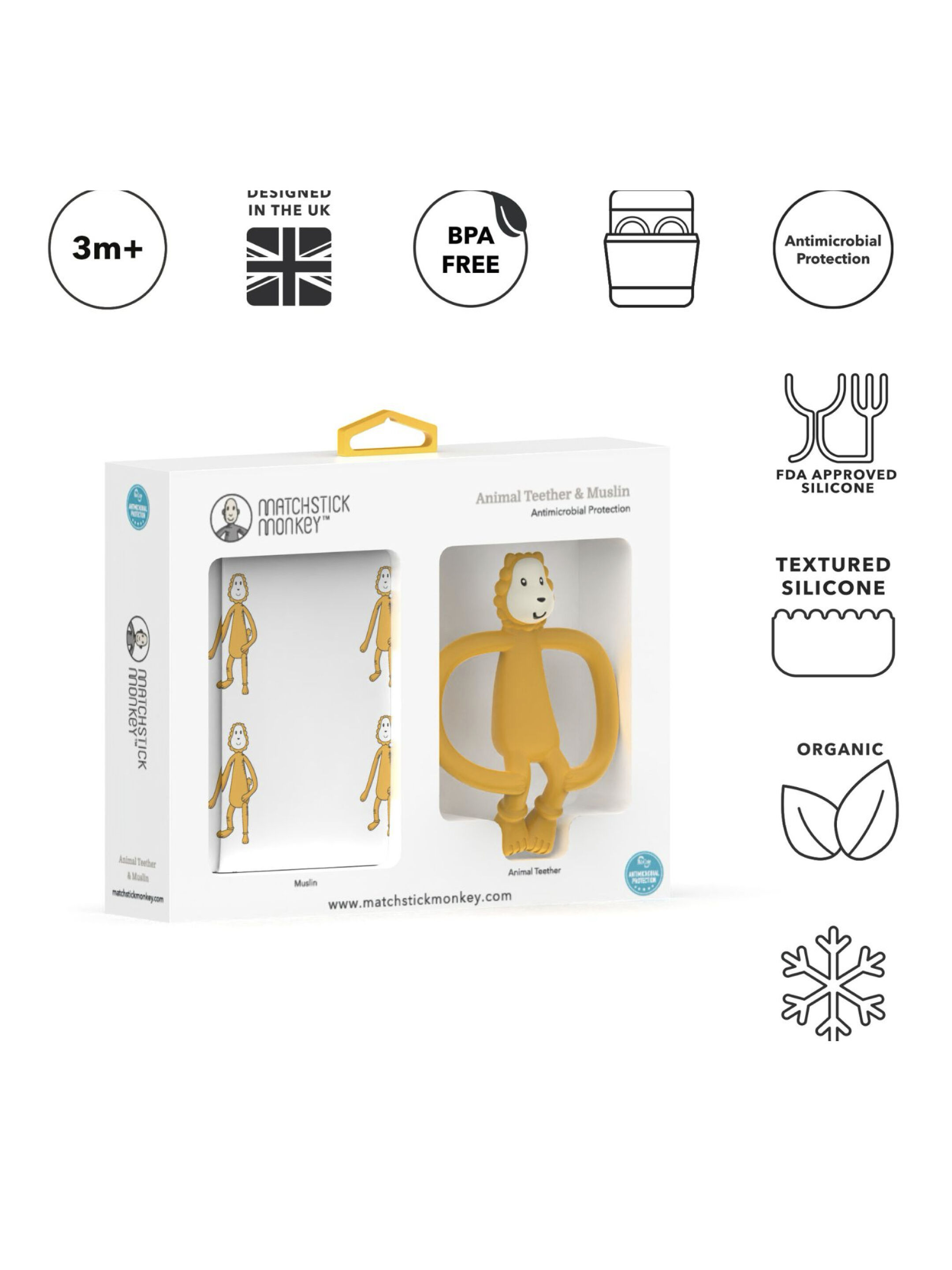 Matchstick Monkey Animal Teether & Muslin Gift Set - Giraffe image number 1