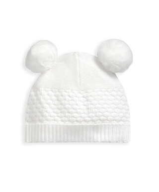 White Knitted Pom Hat
