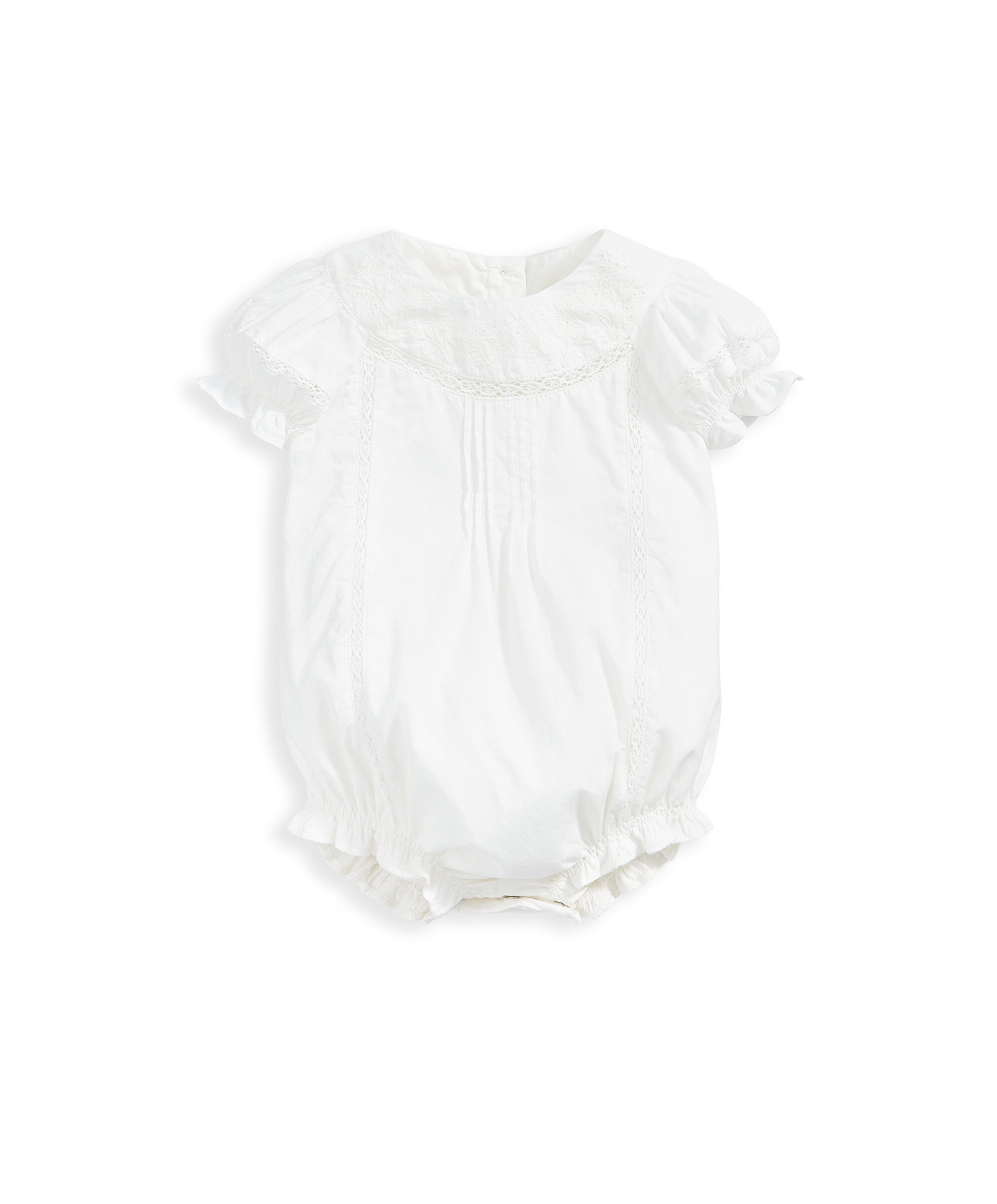 Embroidered White Romper image number 2