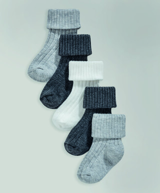 5 Pack Ribbed Socks Grey