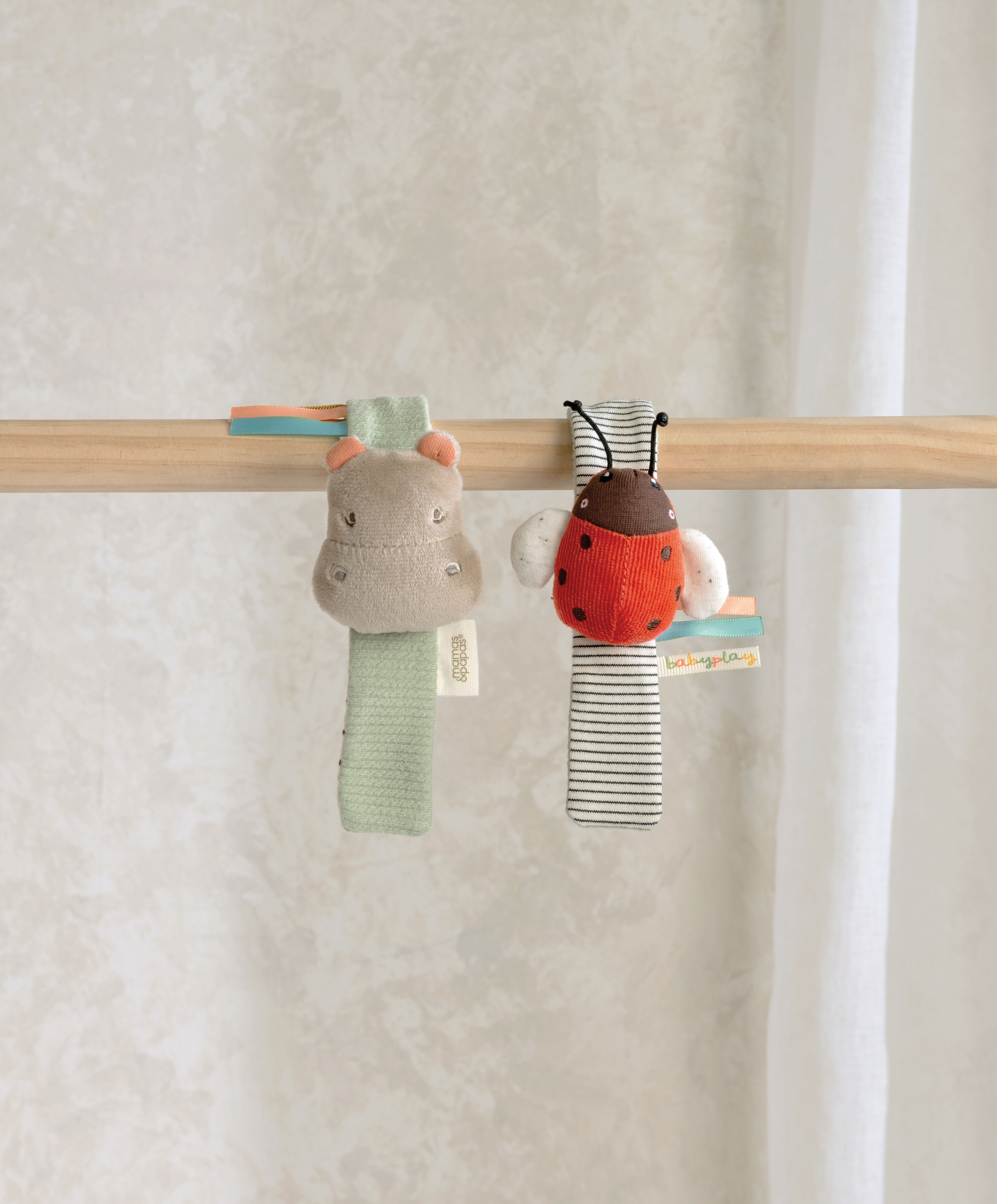 2PK Wrist Rattle - Hippo/ladybird image number 1
