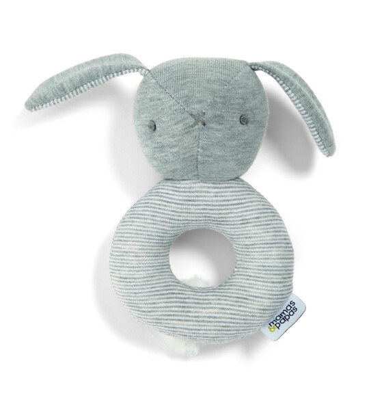 Welcome To The World Bunny Rattle - Grey image number 1