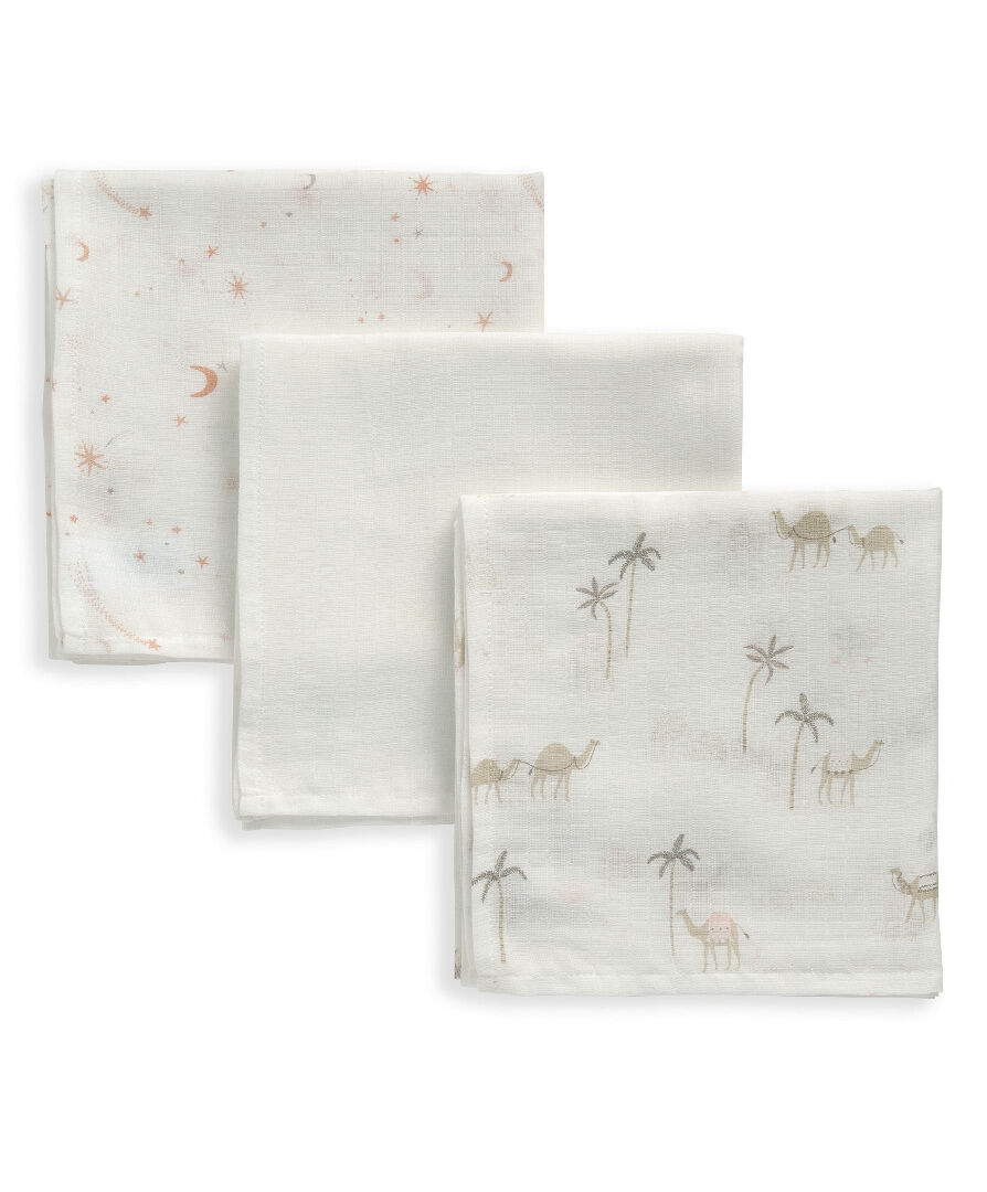 3 Pack Muslin Squares Camel Pink image number 1