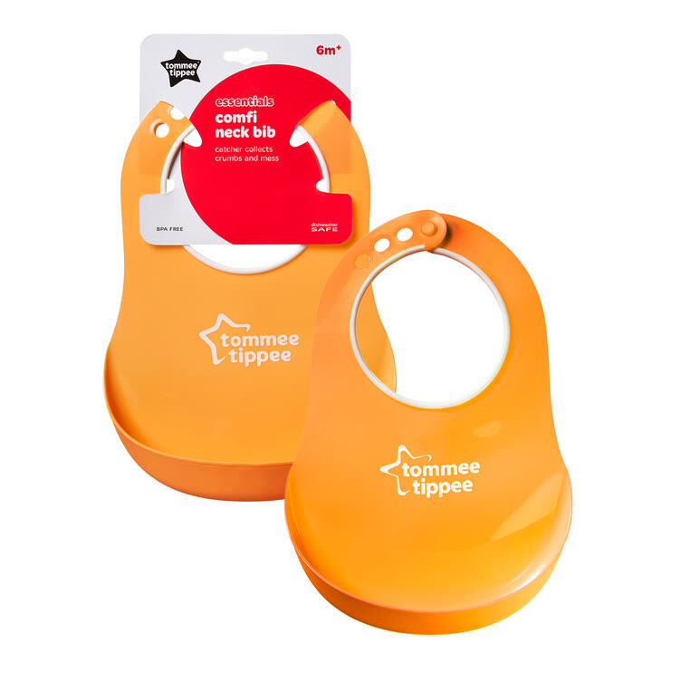 Tommee Tippee Essentials Comfi Neck Catch Bib- Pink/Blue/Orange image number 1
