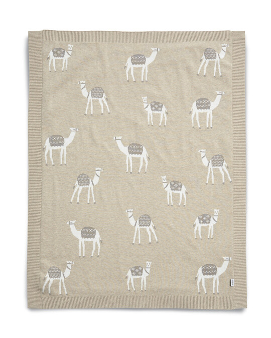 Knitted Blanket (70x90cm) - Sand Multicolor Camel image number 1