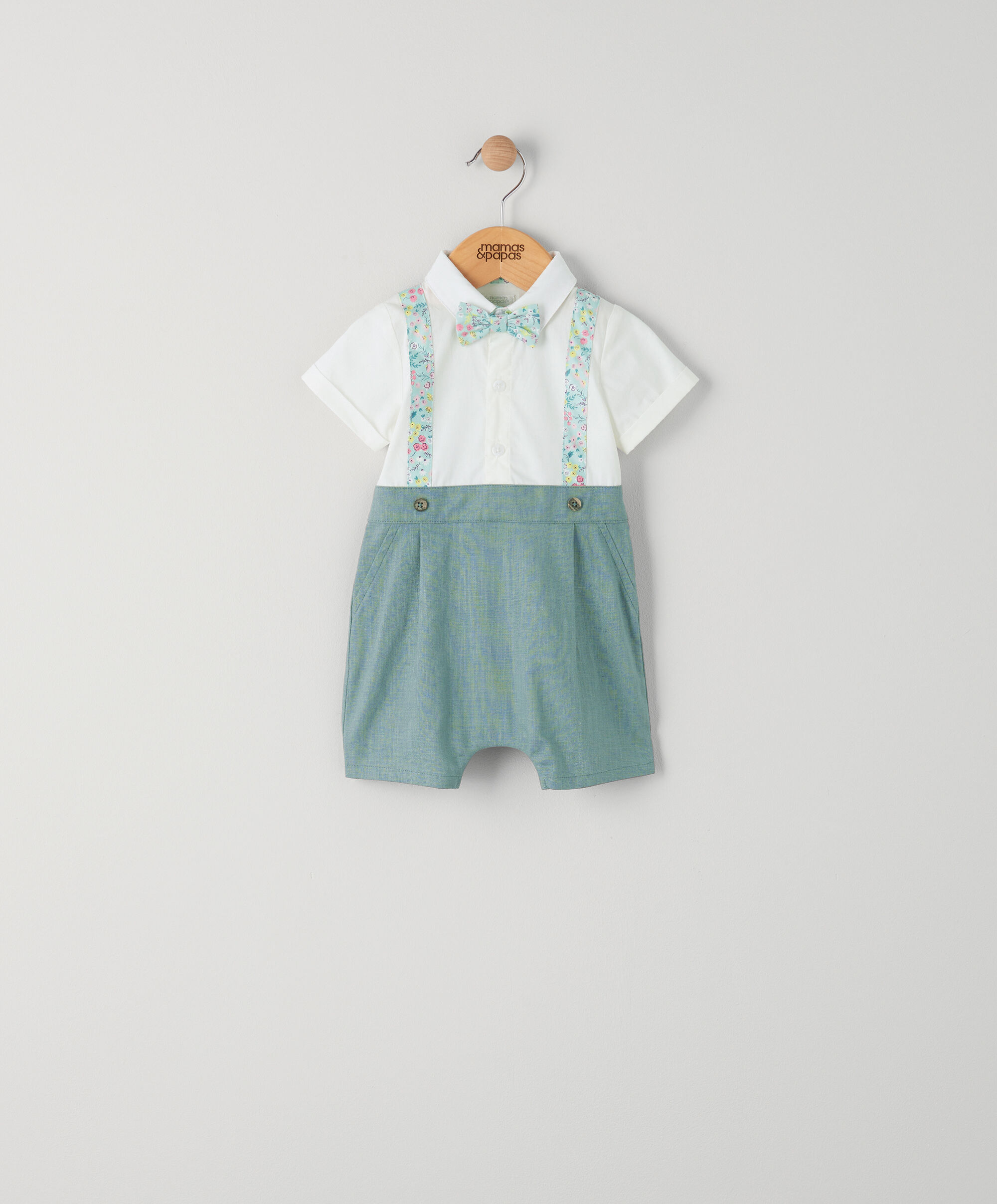 Mock Romper With Floral Braces image number 1