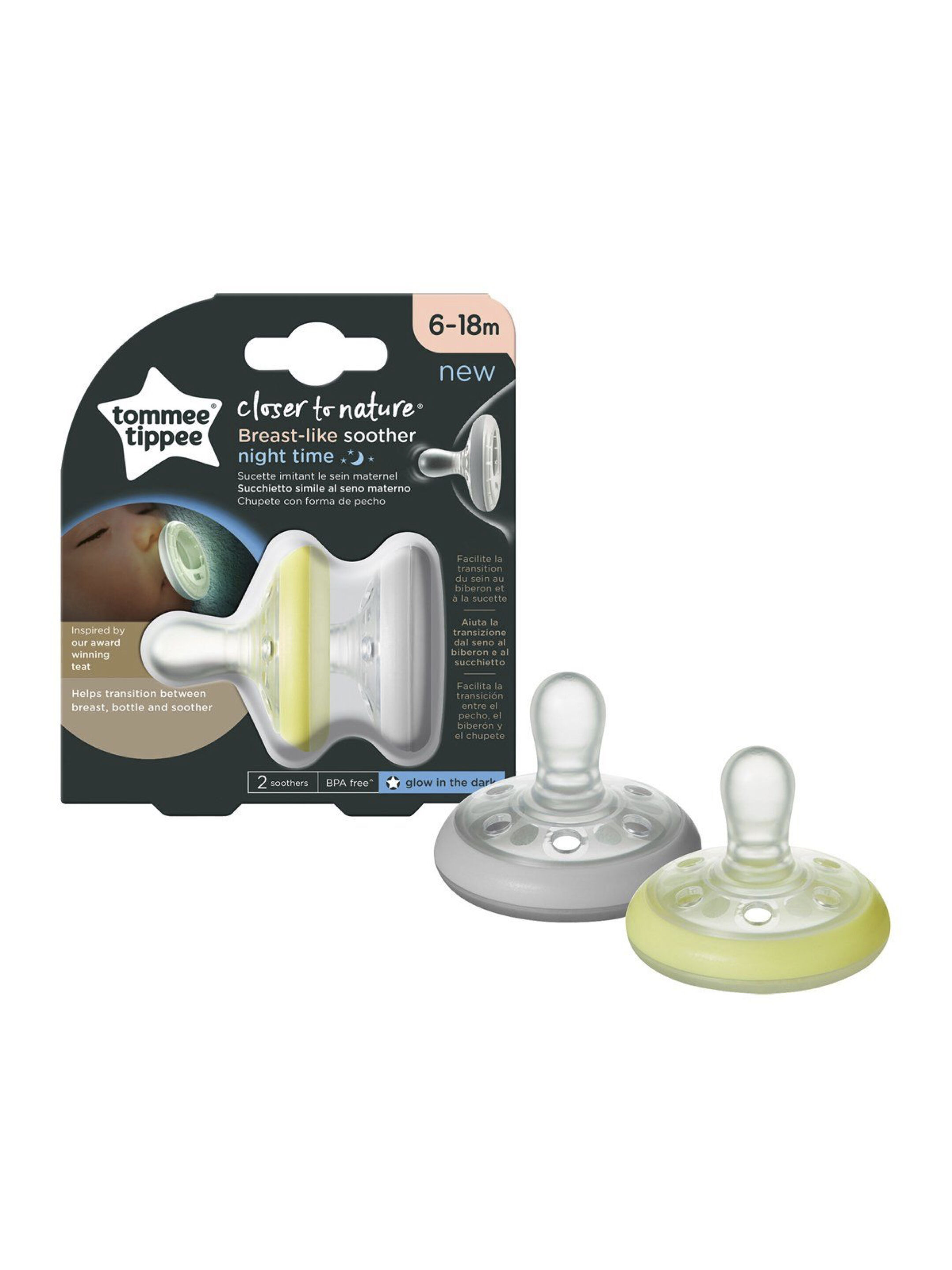 Tommee Tippee Closer To Nature Night Time Soother, Pack Of 2, (6-18 Months) image number 1