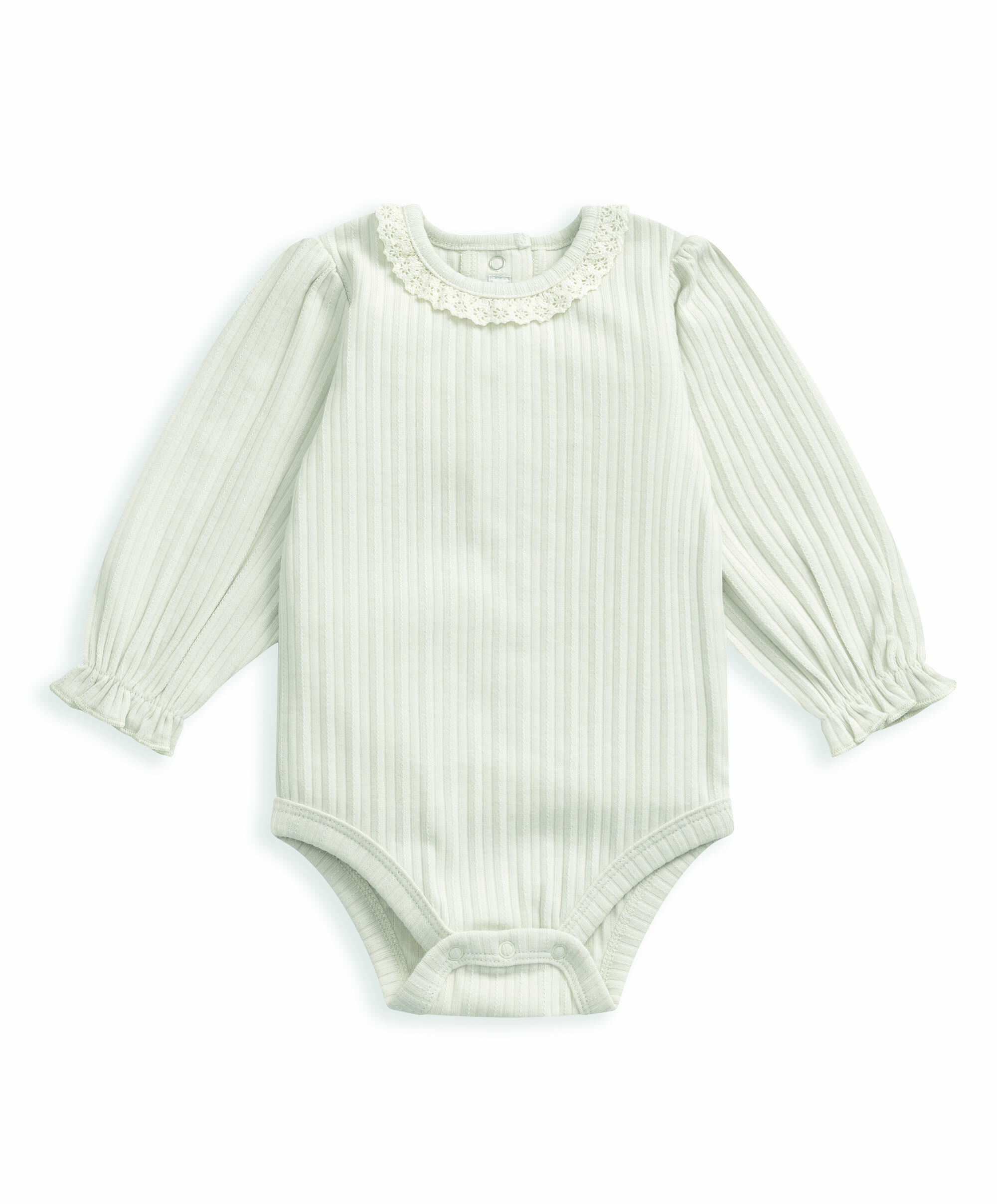 Cream Lace Trim Bodysuit image number 2