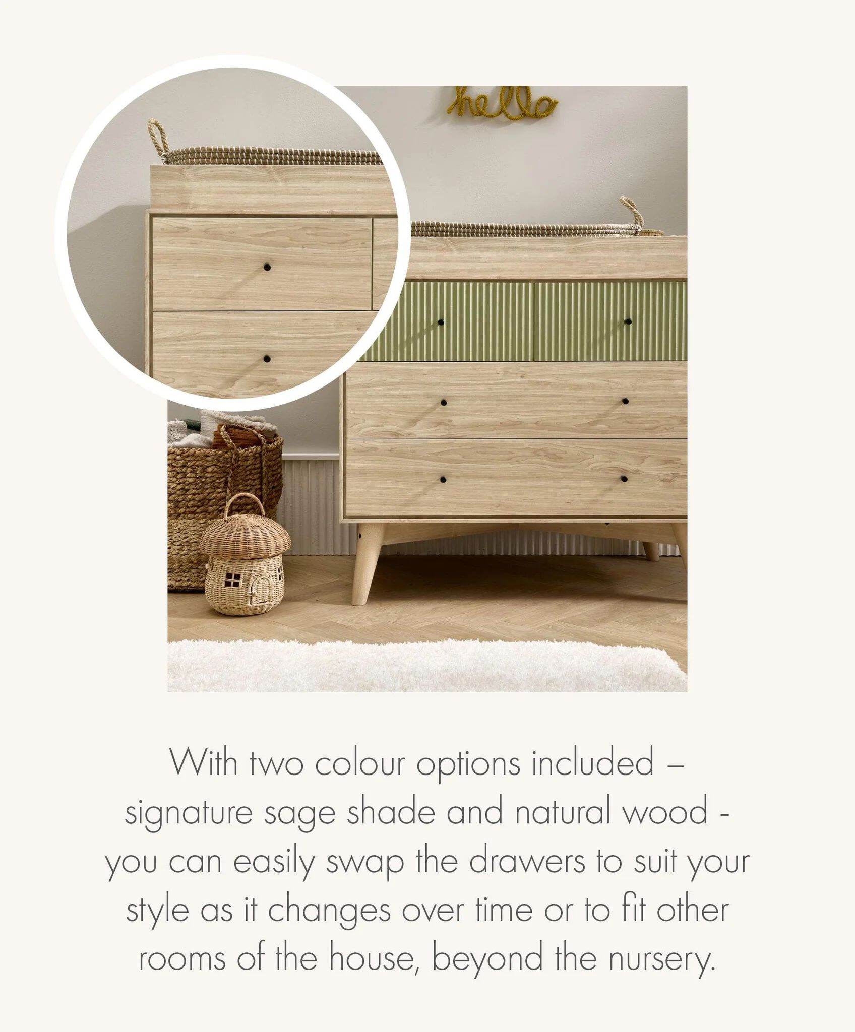 Coxley Nusery Dresser Changer - Natural/Olive Green image number 7