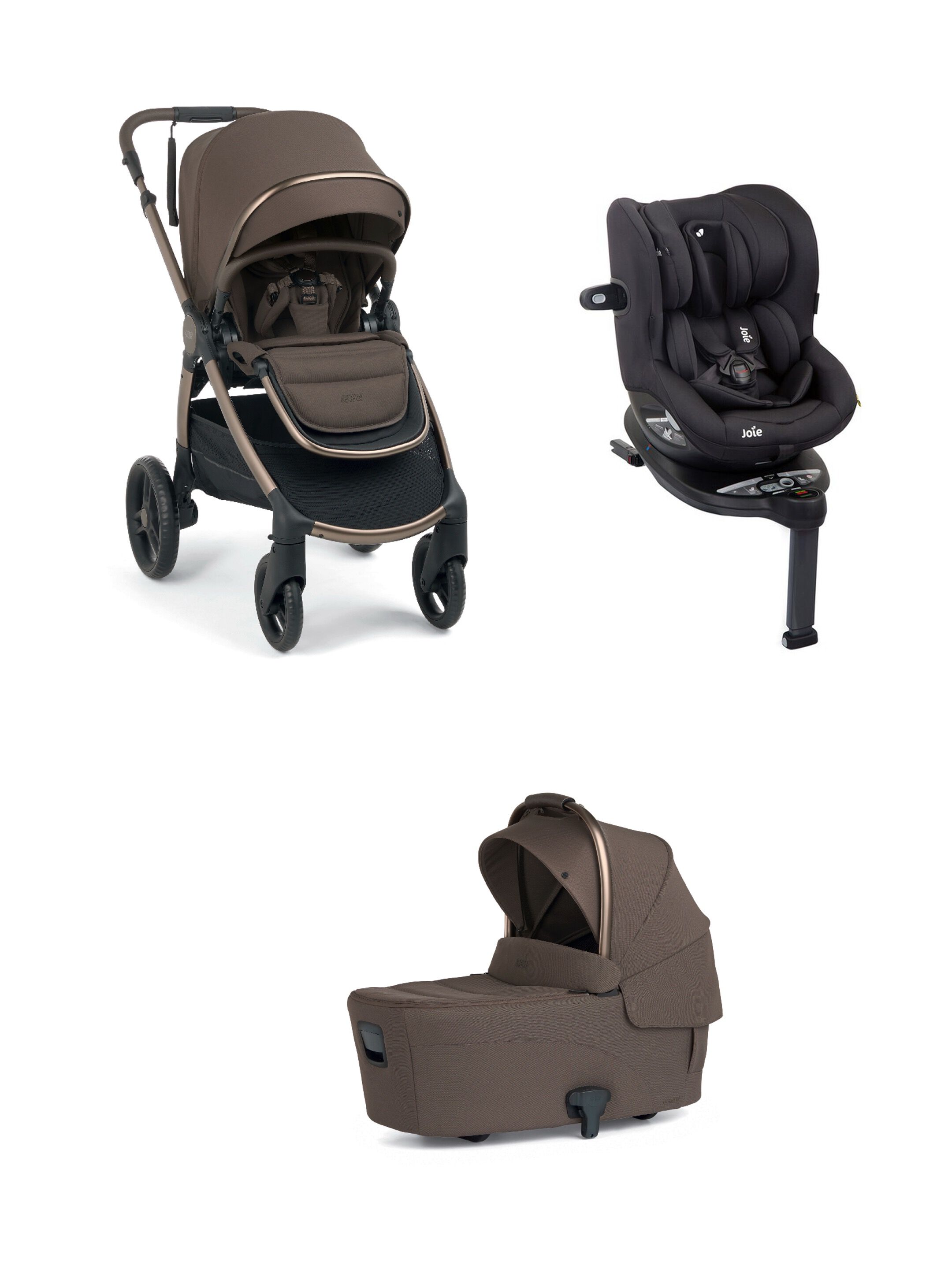 Ocarro 2 Pushchair and Carrycot Bundle with Joie i-Spin 360 Car Seat (3 Pieces) - Eclipse