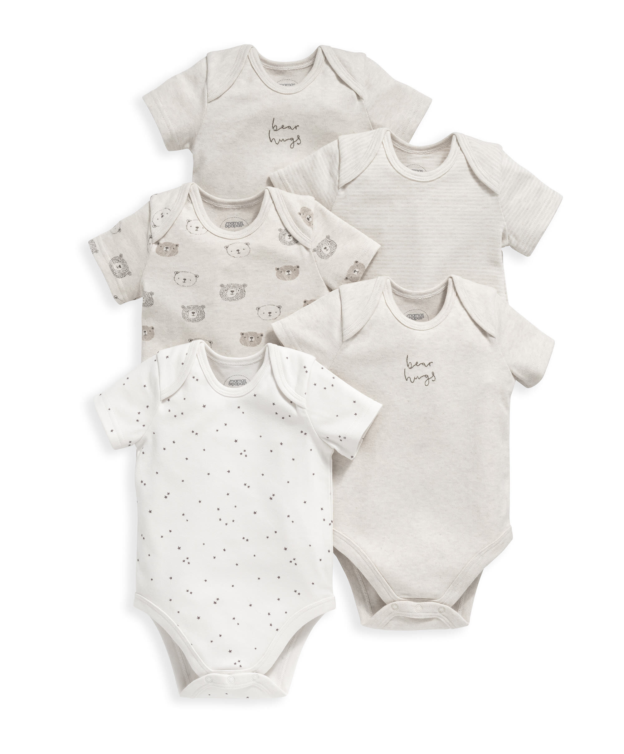 5 Pack Bear Short Sleeved Bodysuits image number 1
