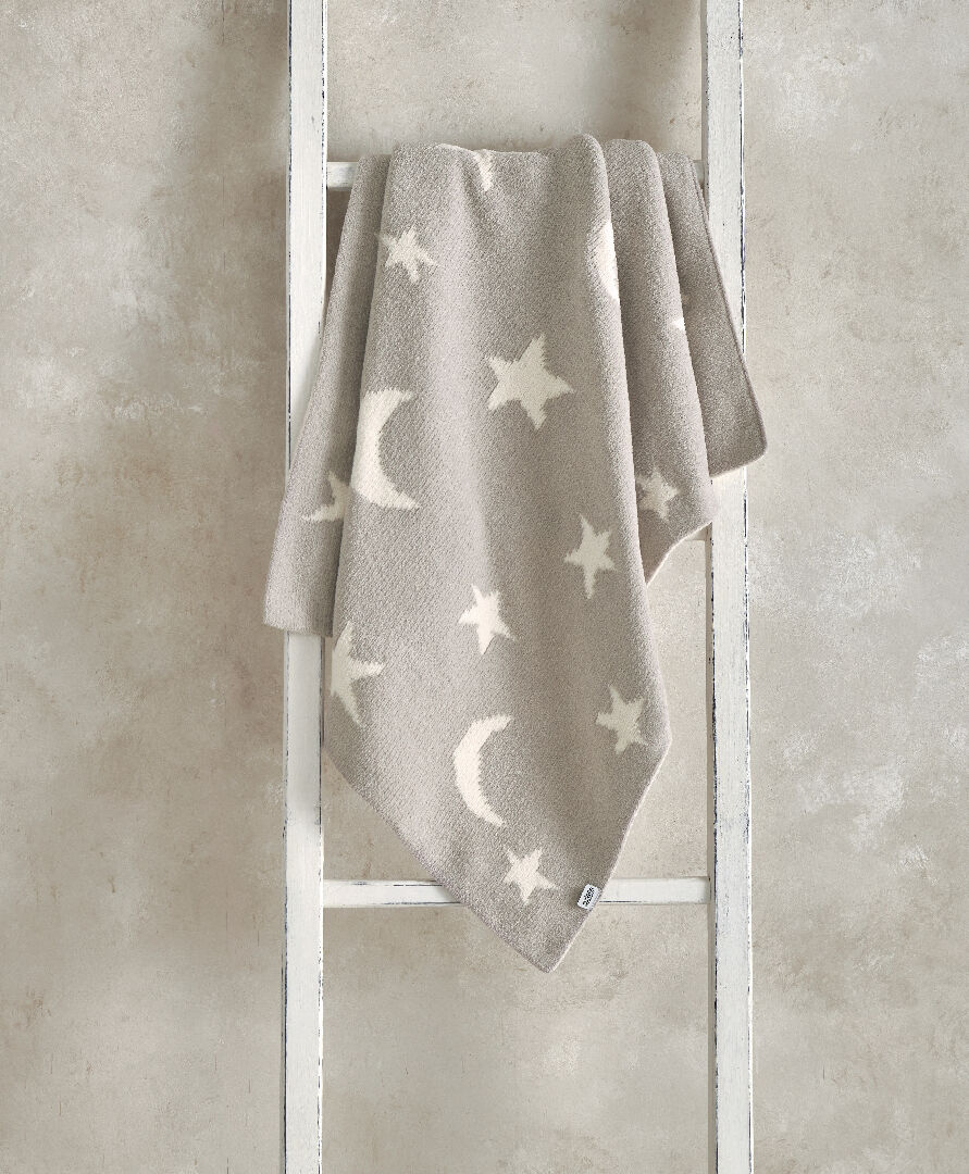 Chenille Blanket - Neutral Moon/Star image number 1