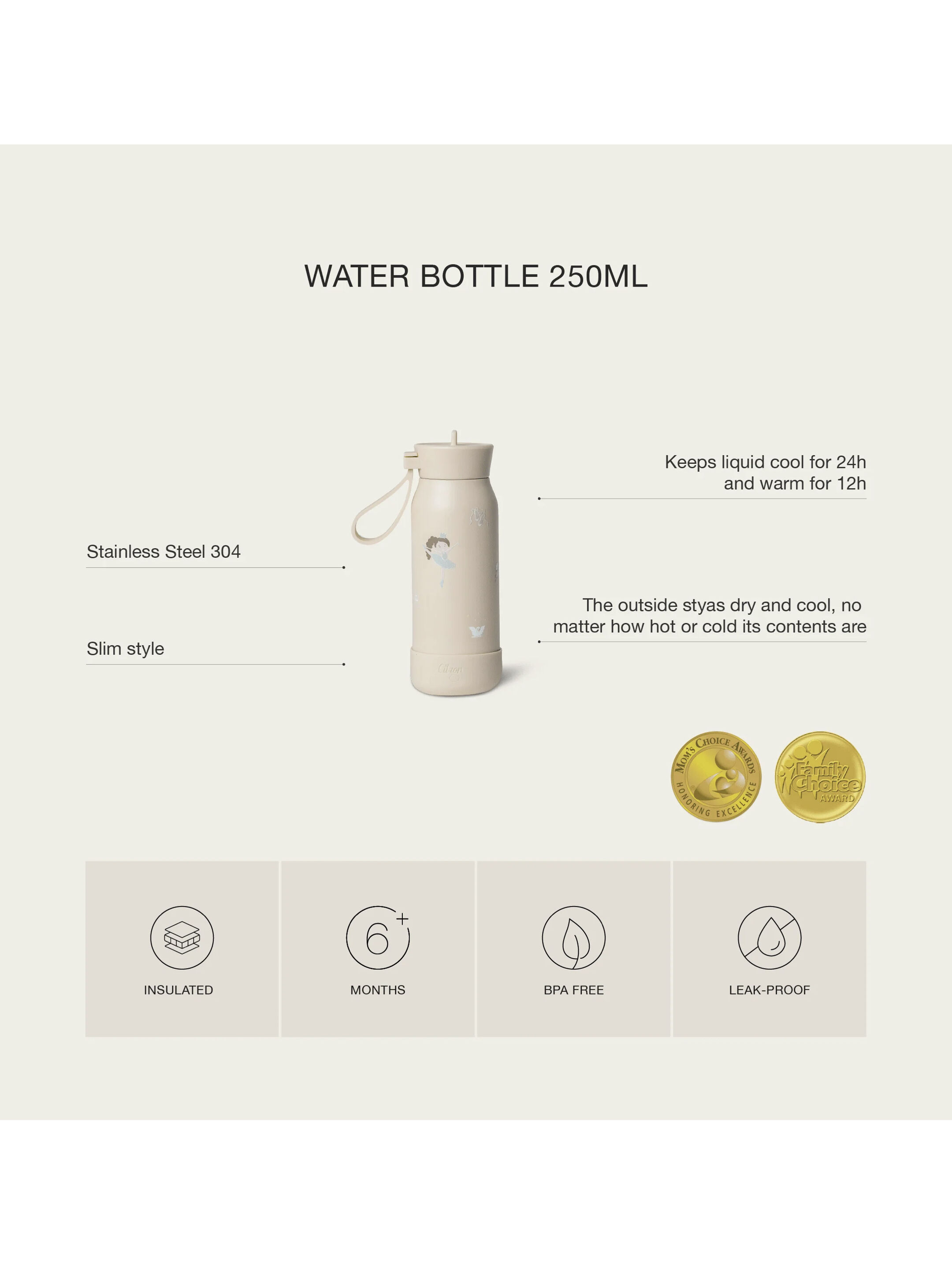 Citron Mini Water Bottle - 250ml - Ballerina image number 6
