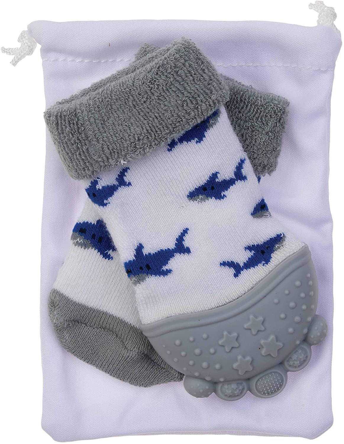 Nuby Teething Socks , 1 pack ( 1 Teething sock, 1 regular sock, 1 hygienic travel bag ) image number 2