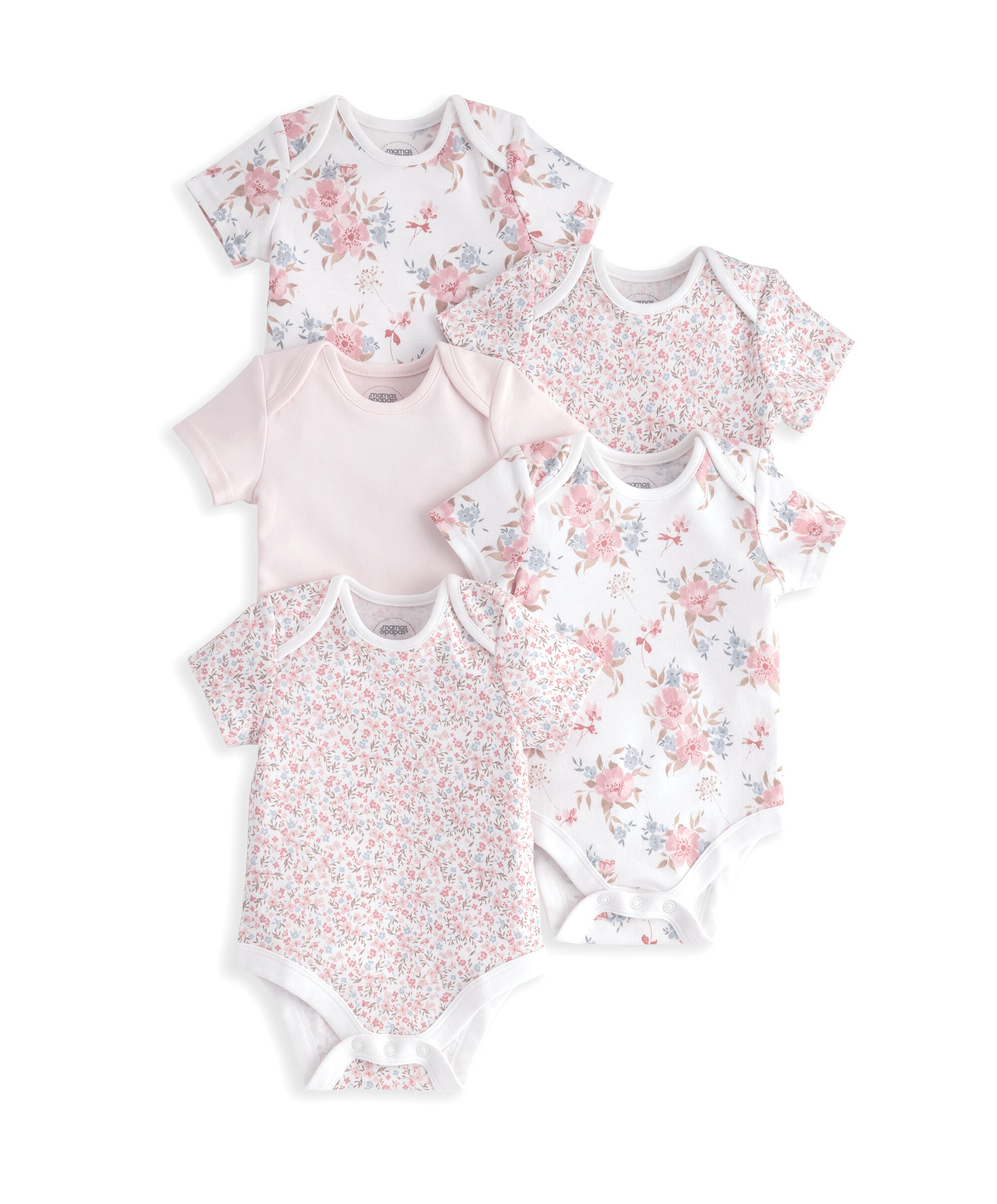Floral Short-Sleeve Bodysuits (Set of 5) image number 2