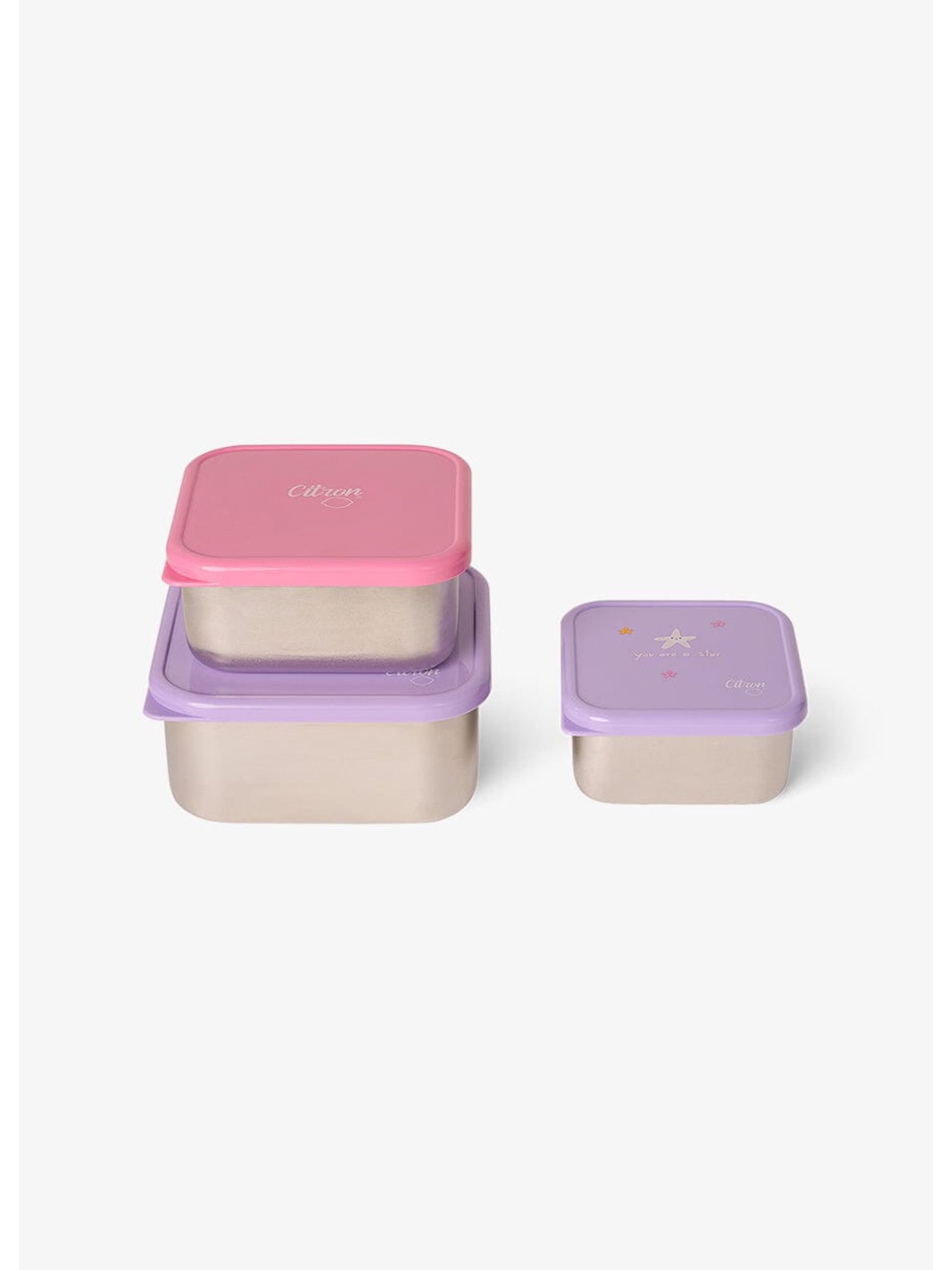 Citron Stackable Stainless steel Lunchbox - Set of 3 - Mermaid image number 1