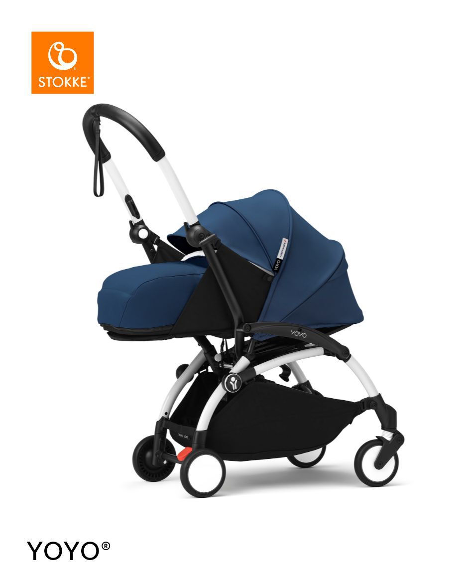 Stokke YOYO3 White Frame with 0+ Newborn Pack - Air France Blue & Cup Holder (3 Pieces) image number 1