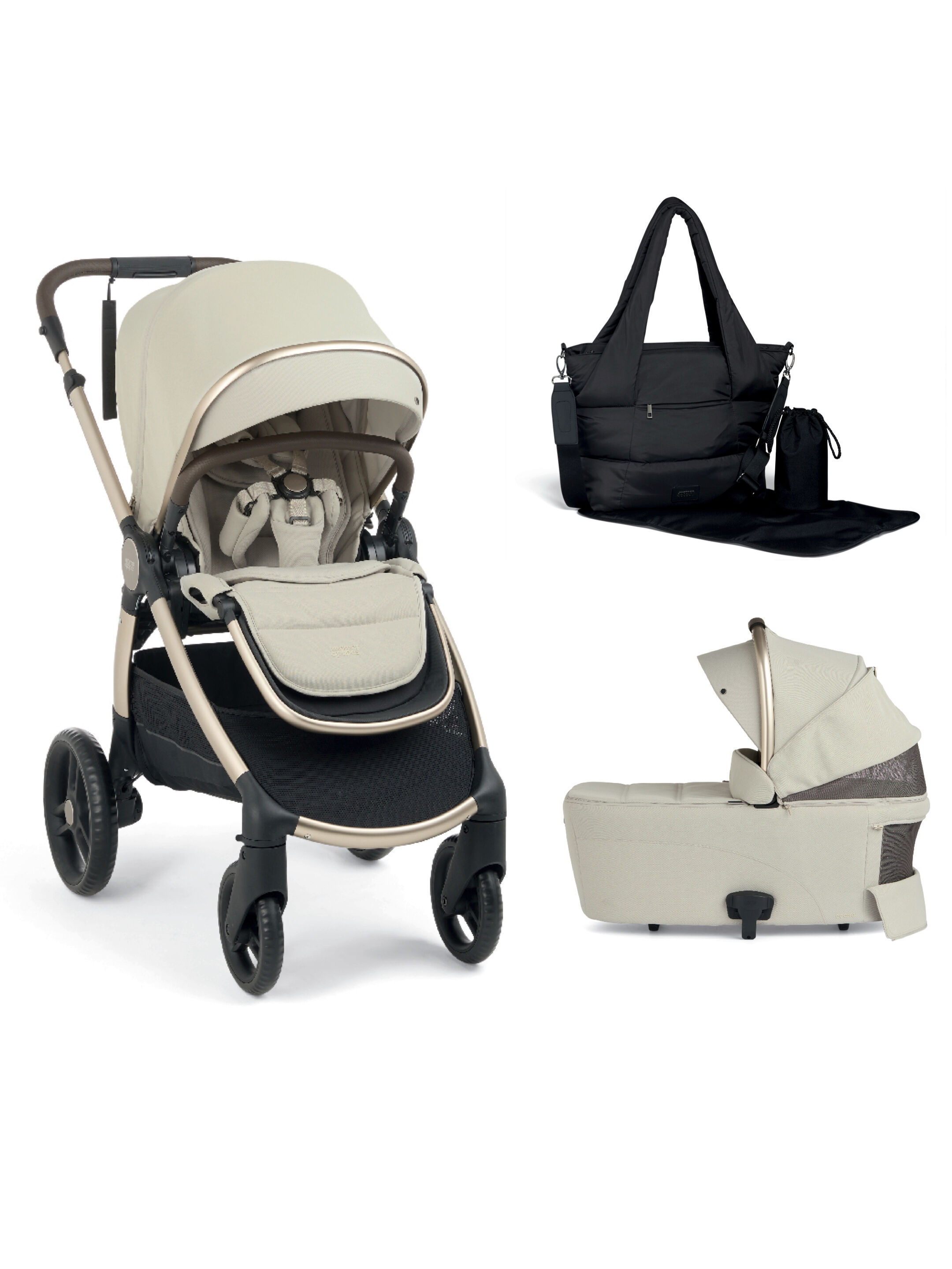 Ocarro 2 Pushchair and Carrycot Bundle with Totebag (3Pieces) - Shell image number 1