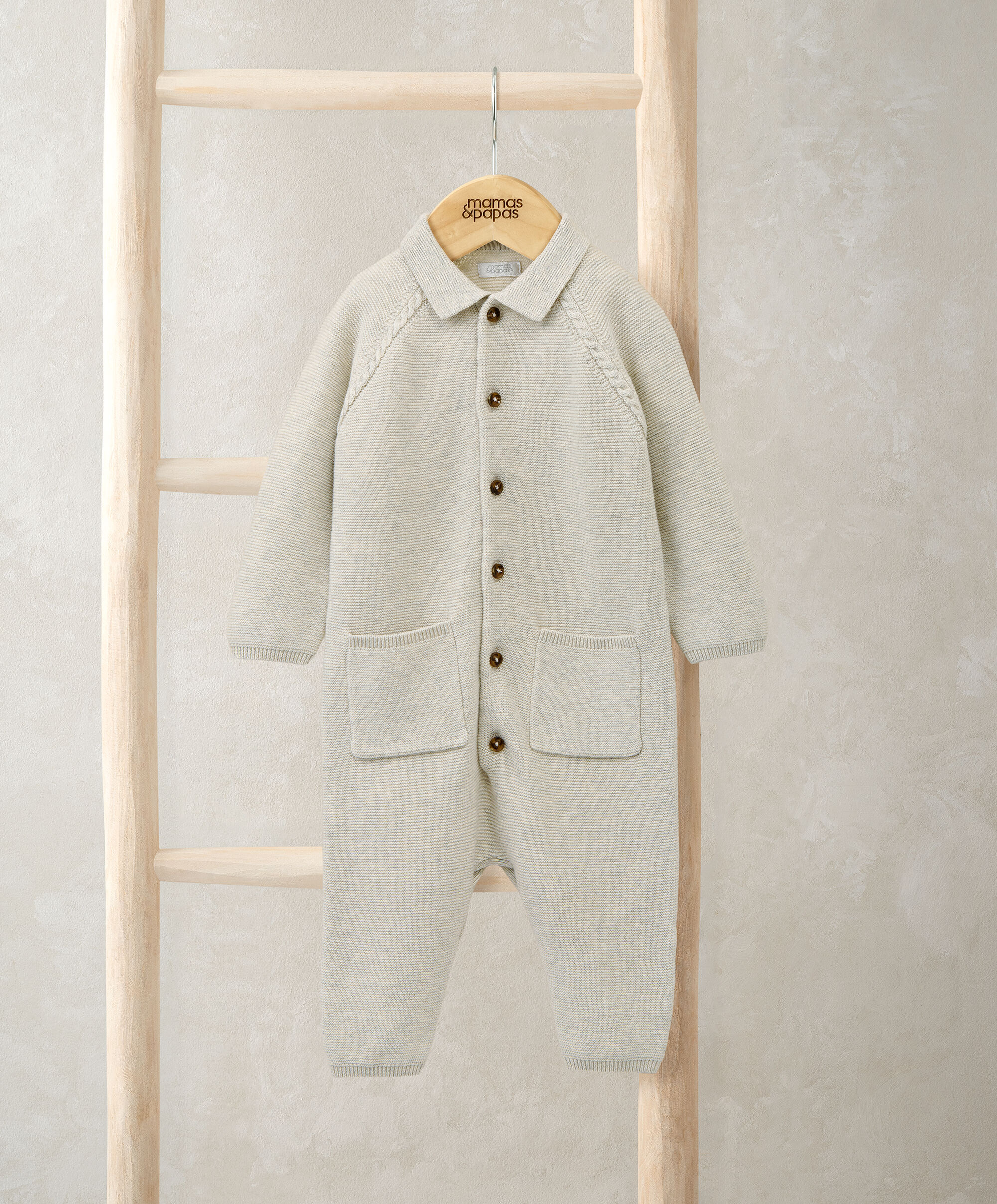 Collared Knit Romper - Oatmeal