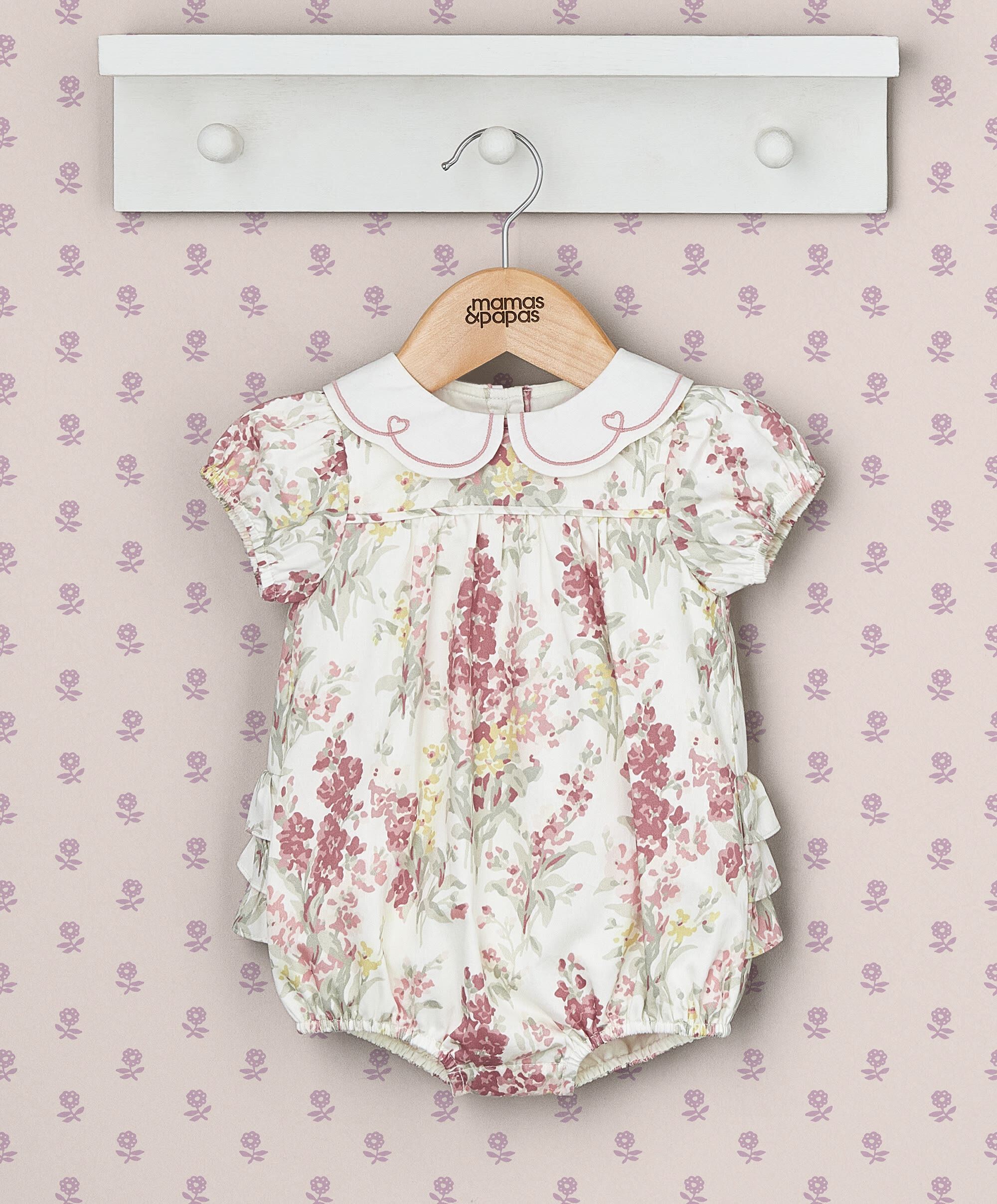 Floral Print Scallop Collar Romper image number 1