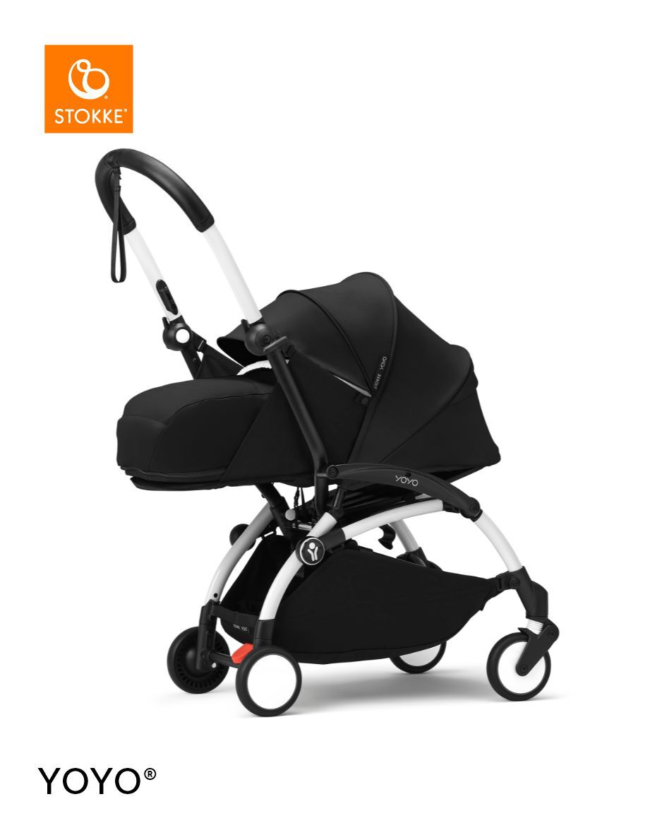 Stokke YOYO3 White Frame with 0+ Newborn Pack - Black & Cup Holder (3 Pieces) image number 1