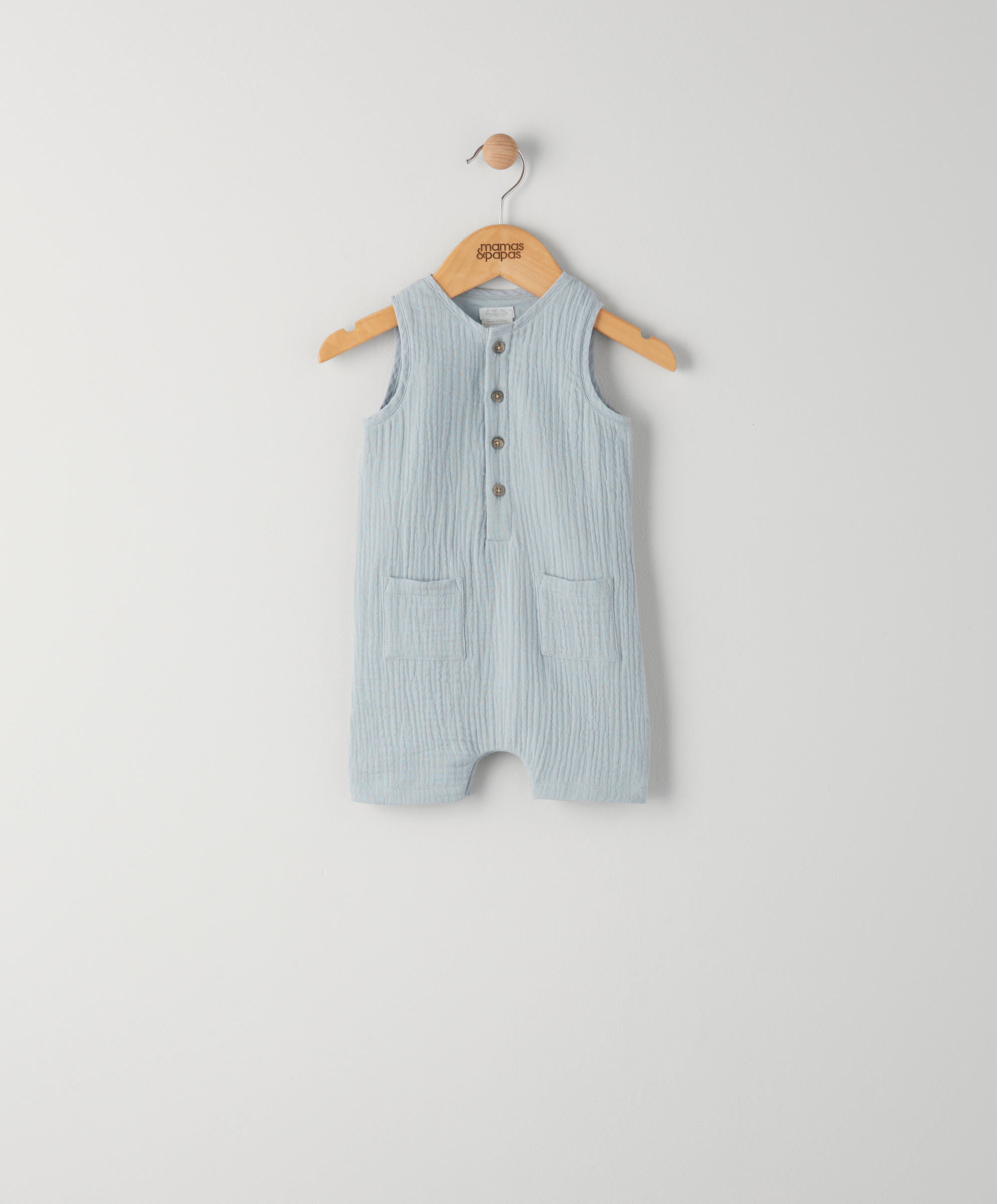 Blue Crinkle Sleeveless Romper