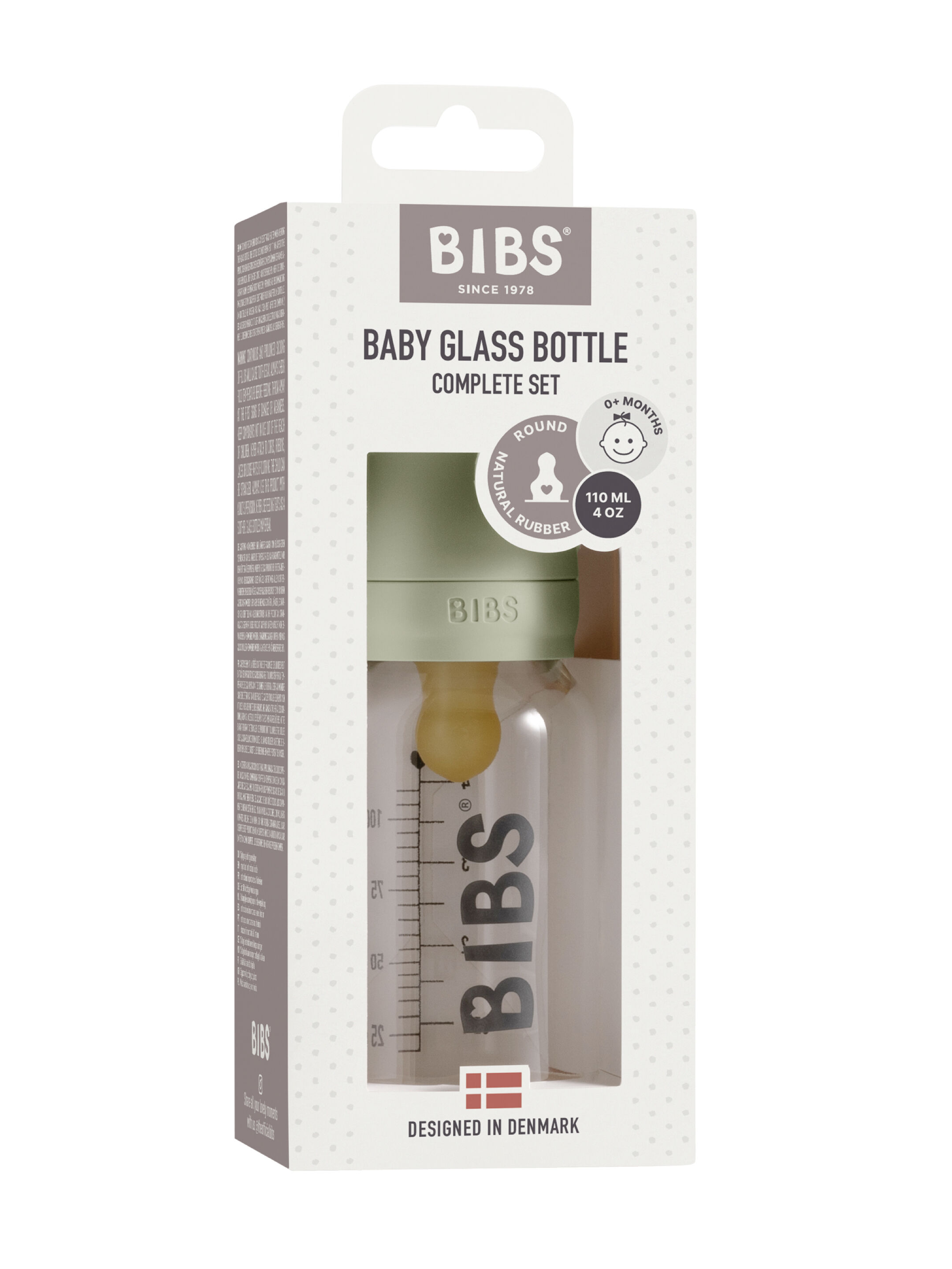Bibs Baby Glass Bottle - Sage (110 ml) image number 2
