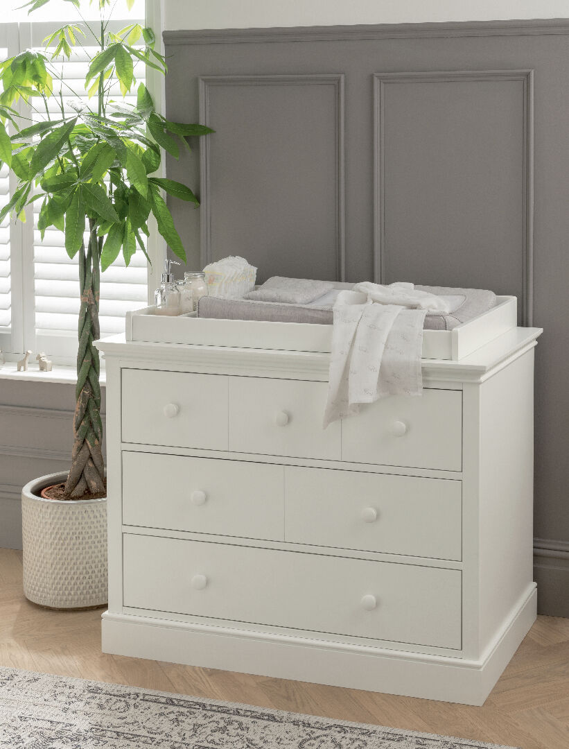 Oxford Wooden Drawer Dresser Baby Changing Unit White