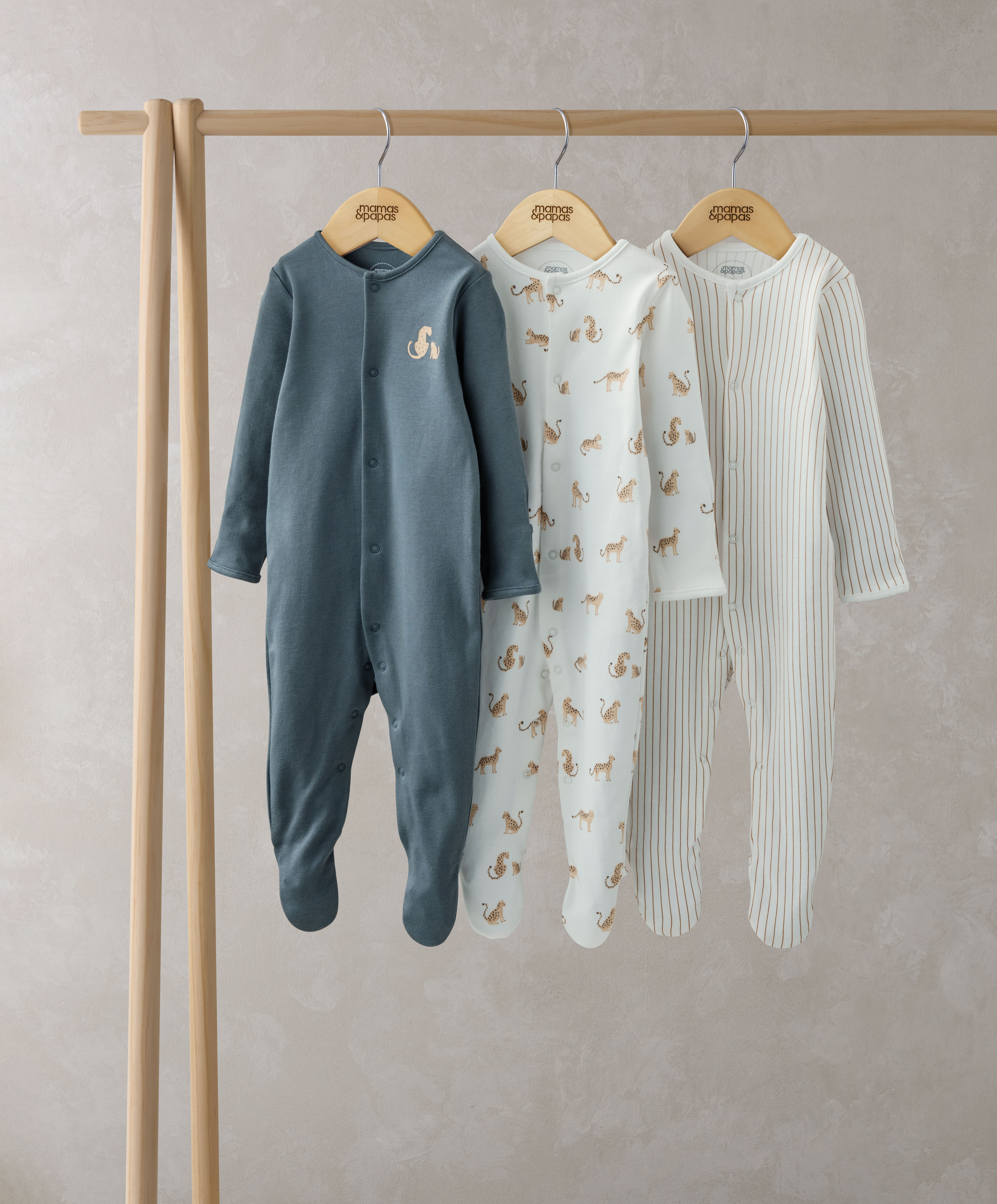 3 Pack Leopard Sleepsuits image number 1