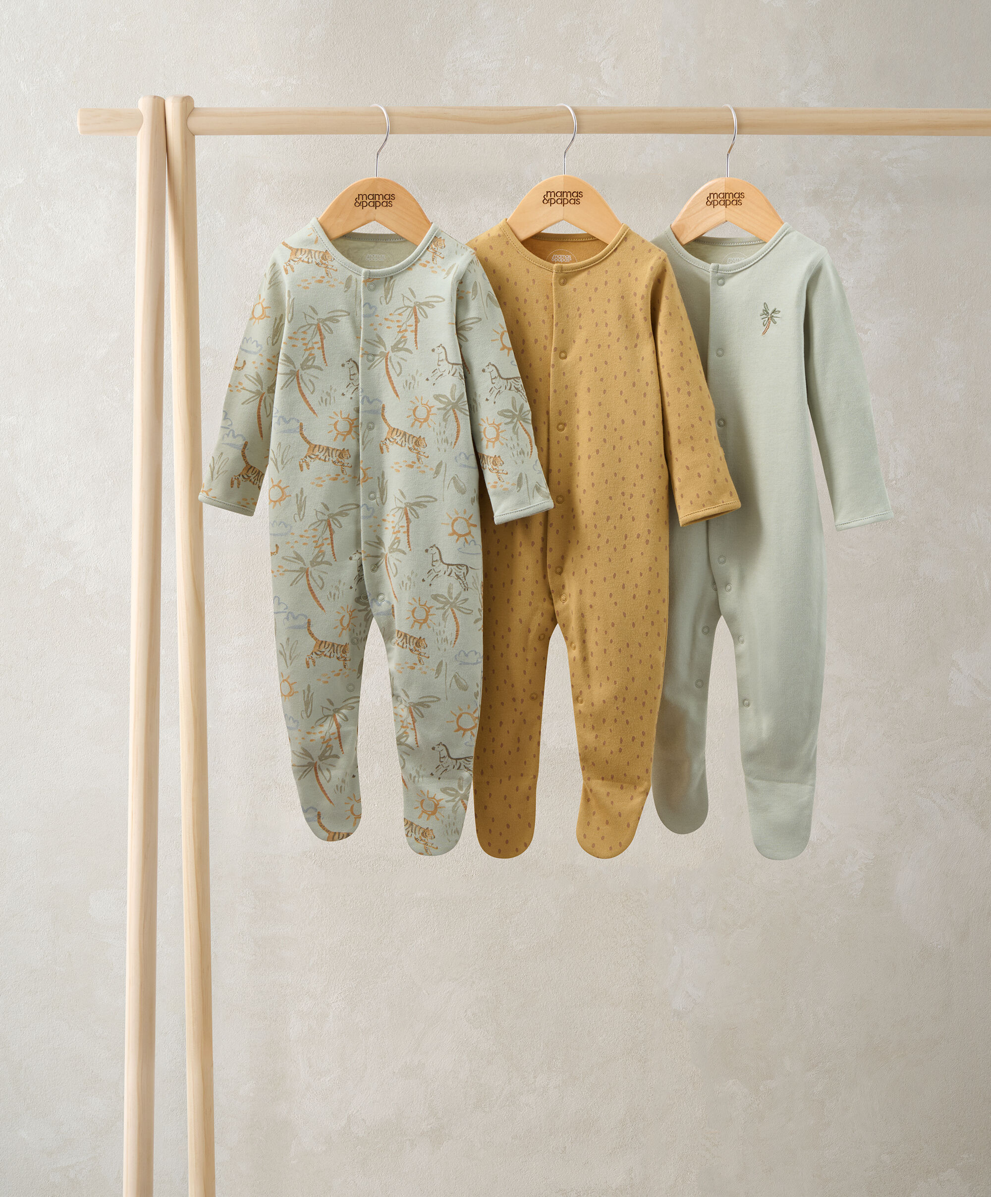 Safari Sleepsuits (Pack of 3) image number 1