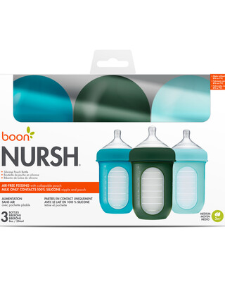 Boon NURSH 8oz Bottle 3pk - Blue Multi