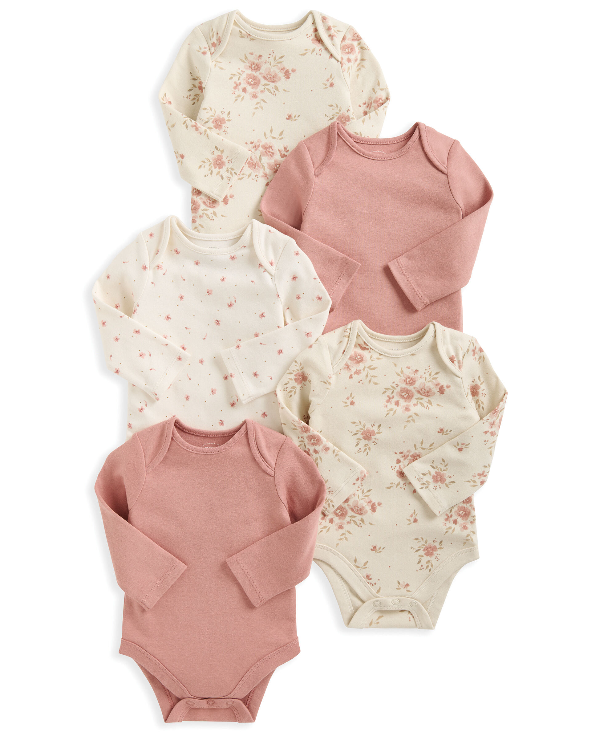Floral Long Sleeve Bodysuits (Pack of 5) image number 2