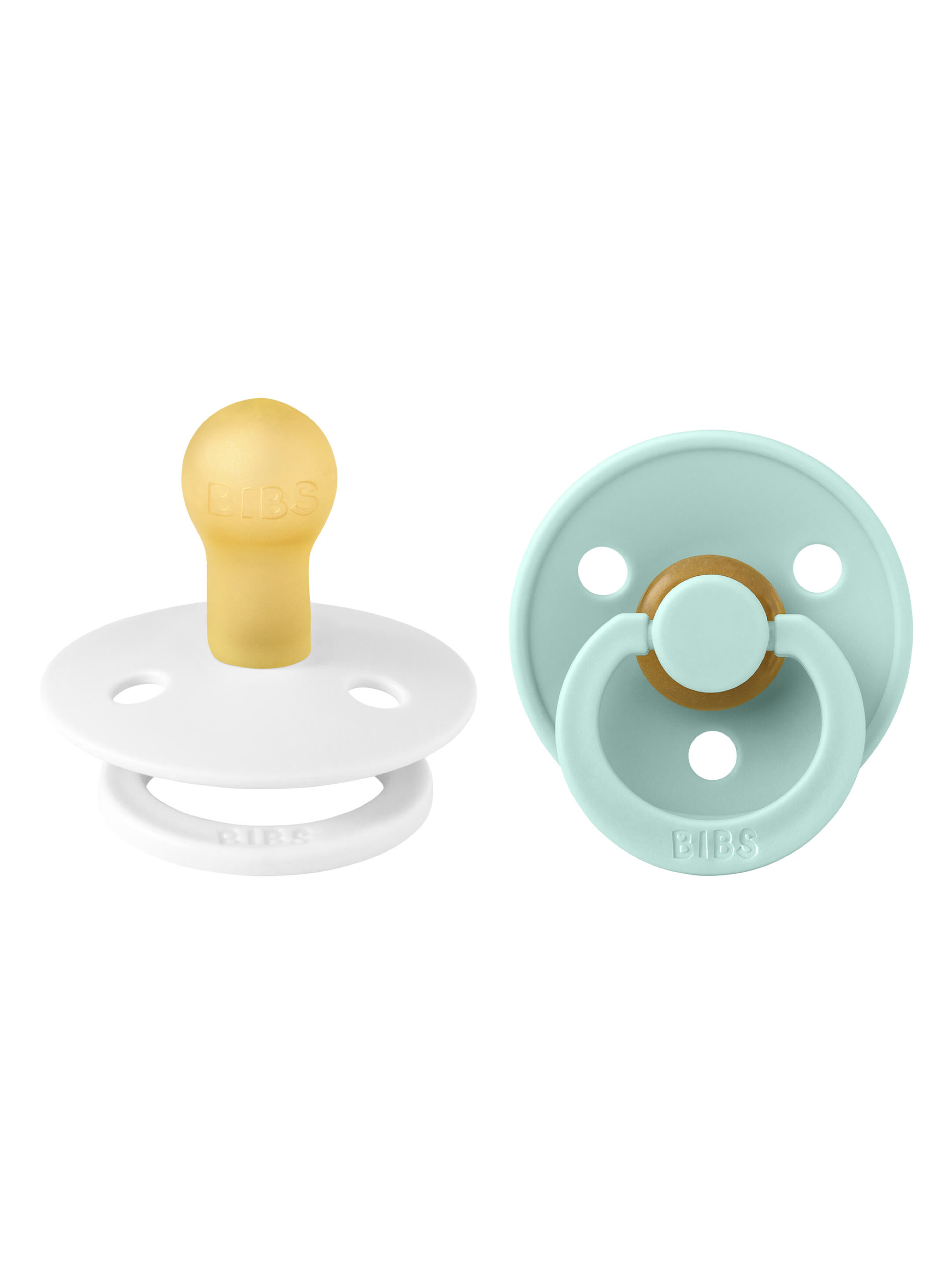 Bibs Colour Pacifier 2 Pack Latex S1 - White / Mint