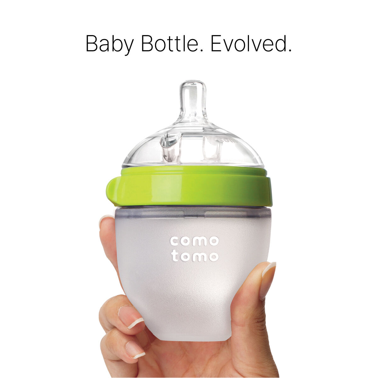 Comotomo Natural Feel Baby Feeding Bottle Green & White - 2 pcs x 150 ml image number 2