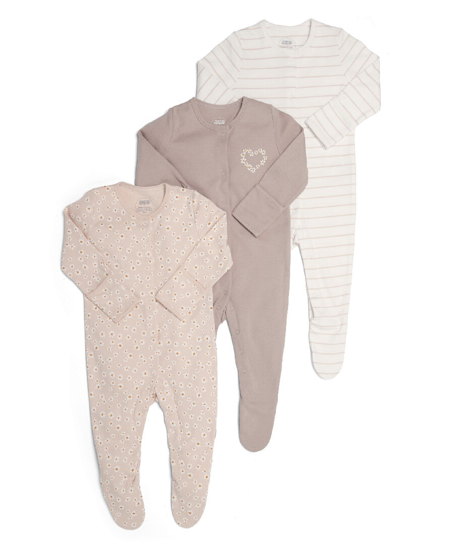 Pink Multishade Sleepsuits - 3 Pack image number 1