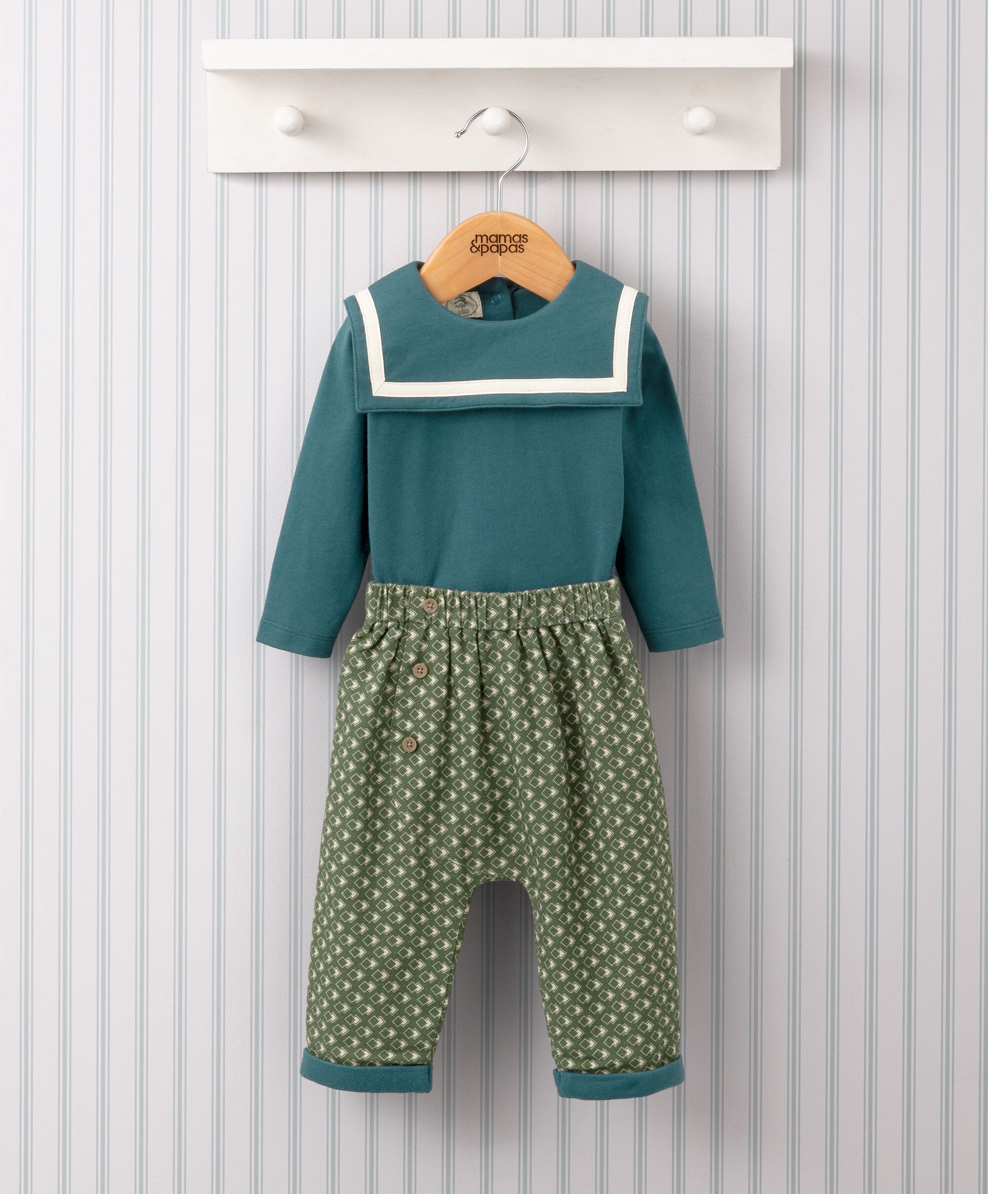 Laura Ashley Sailor Bodysuit &amp; Trousers image number 1