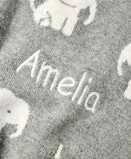 Welcome To The World Knitted Elephant Blanket - Grey image number 5